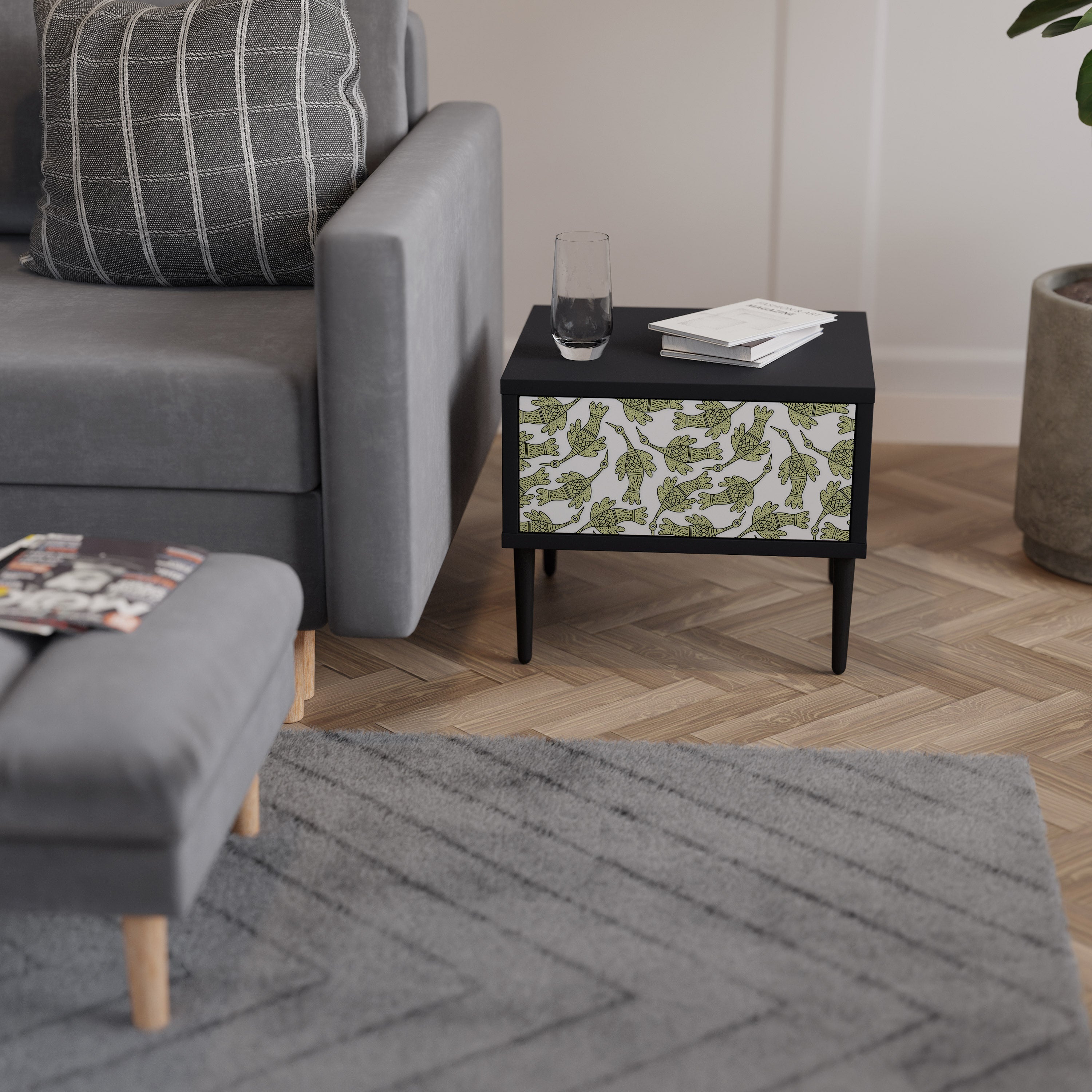 SEEDLING SONGBIRD Mesa de Cabeceira em Acabamento Preto