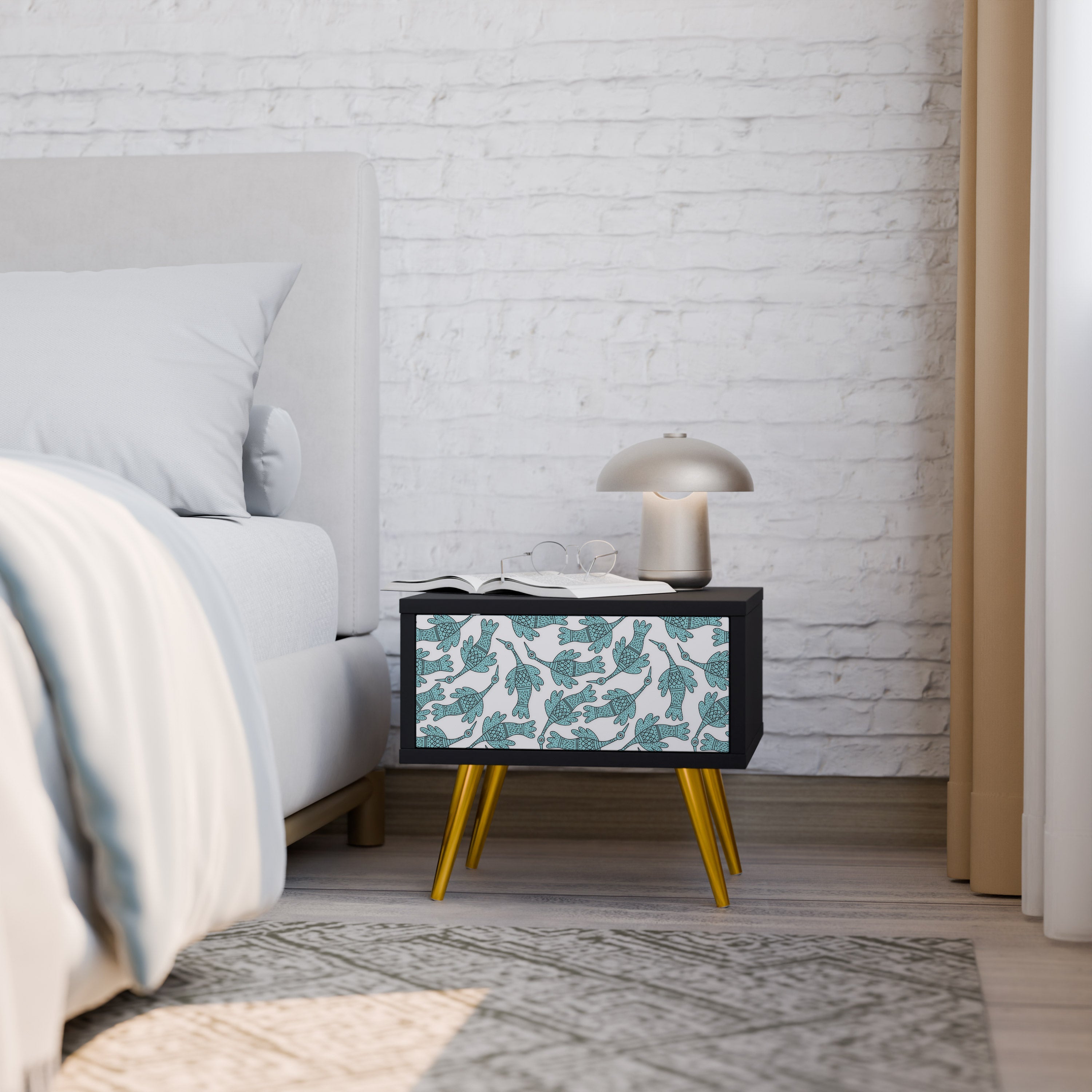 WATERSPOUT SONGIBIRD Mesa de Cabeceira em Acabamento Preto