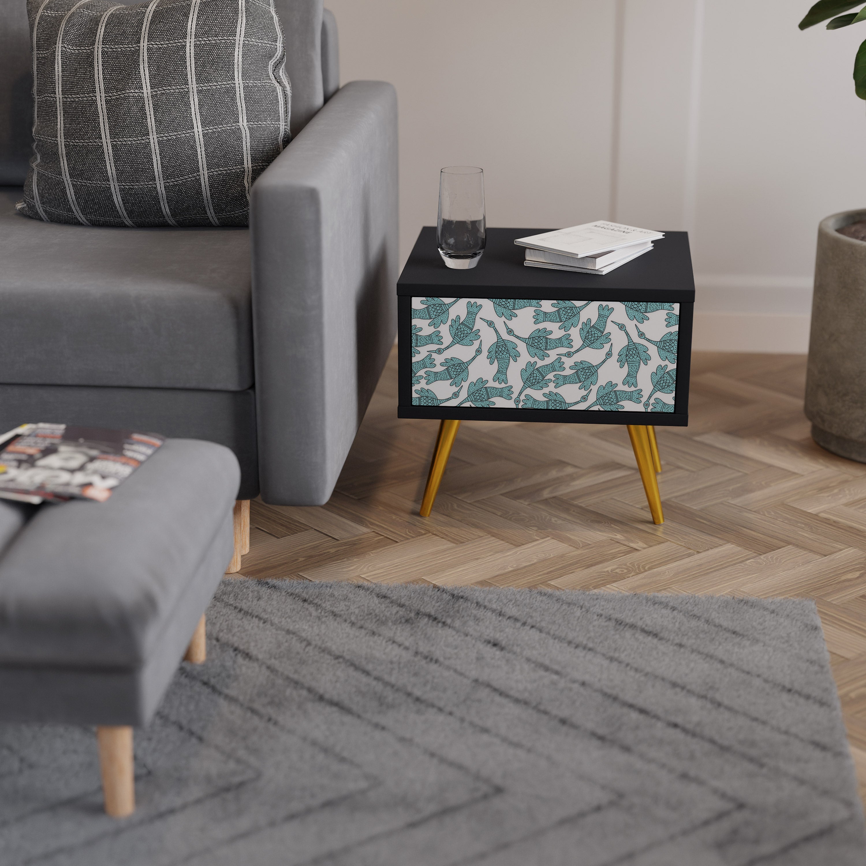 WATERSPOUT SONGIBIRD Mesa de Cabeceira em Acabamento Preto