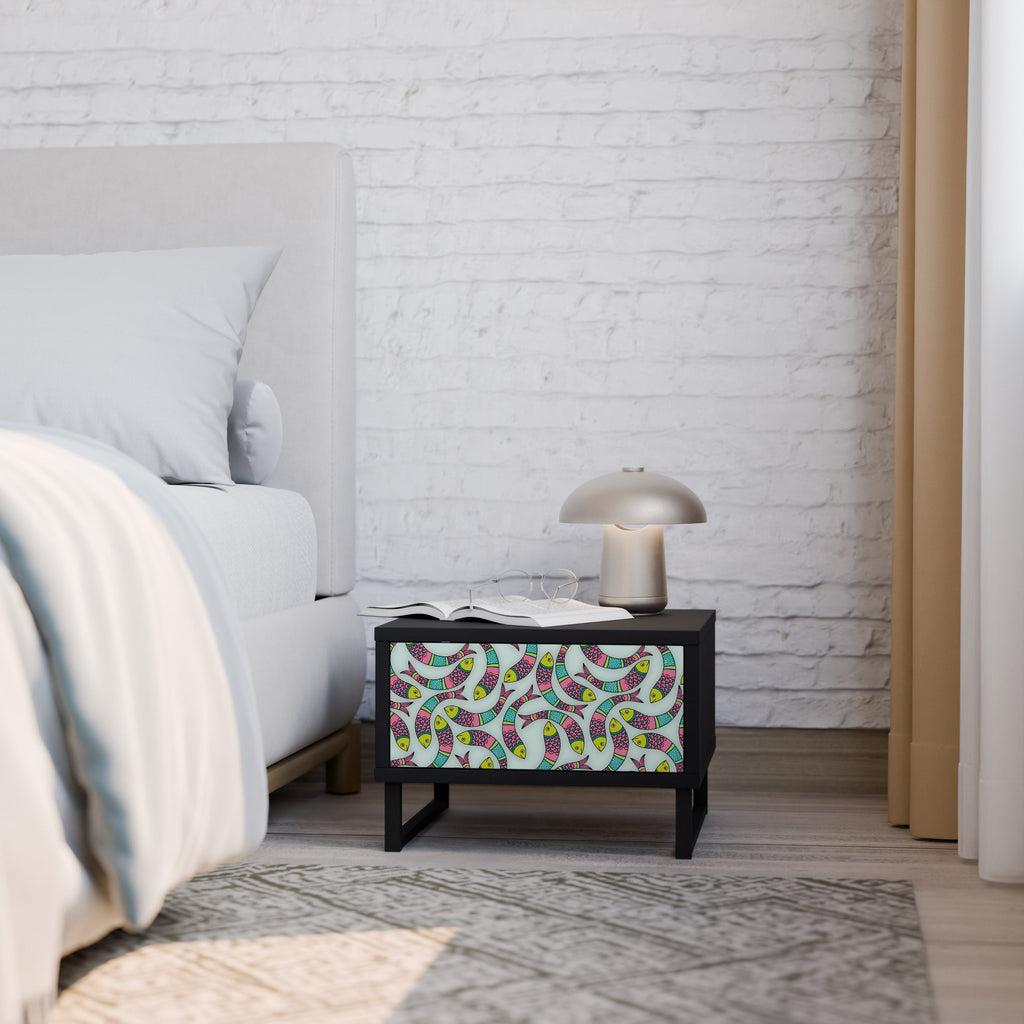INDIAN FISH Nightstand in Black Finish