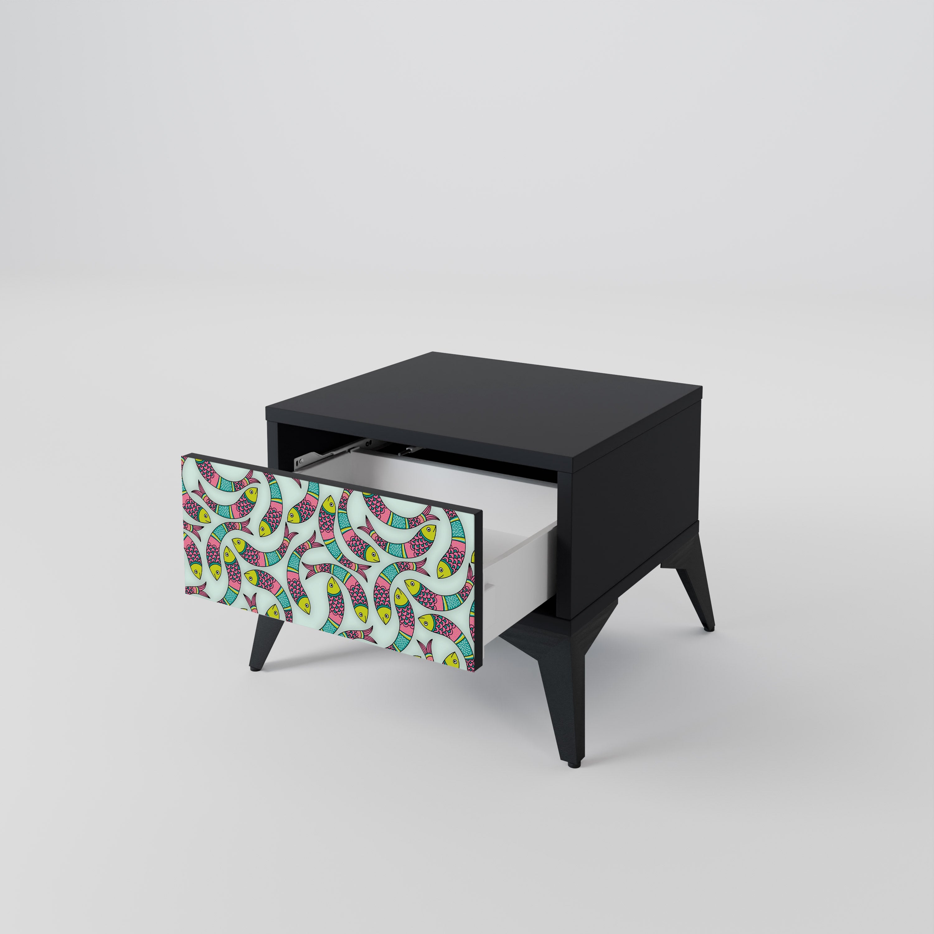 INDIAN FISH Nightstand in Black Finish
