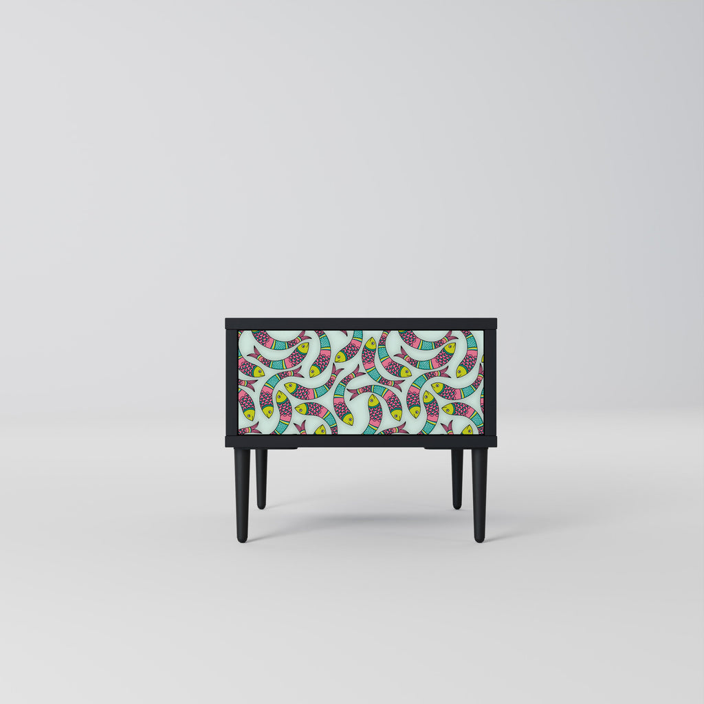 INDIAN FISH Nightstand in Black Finish