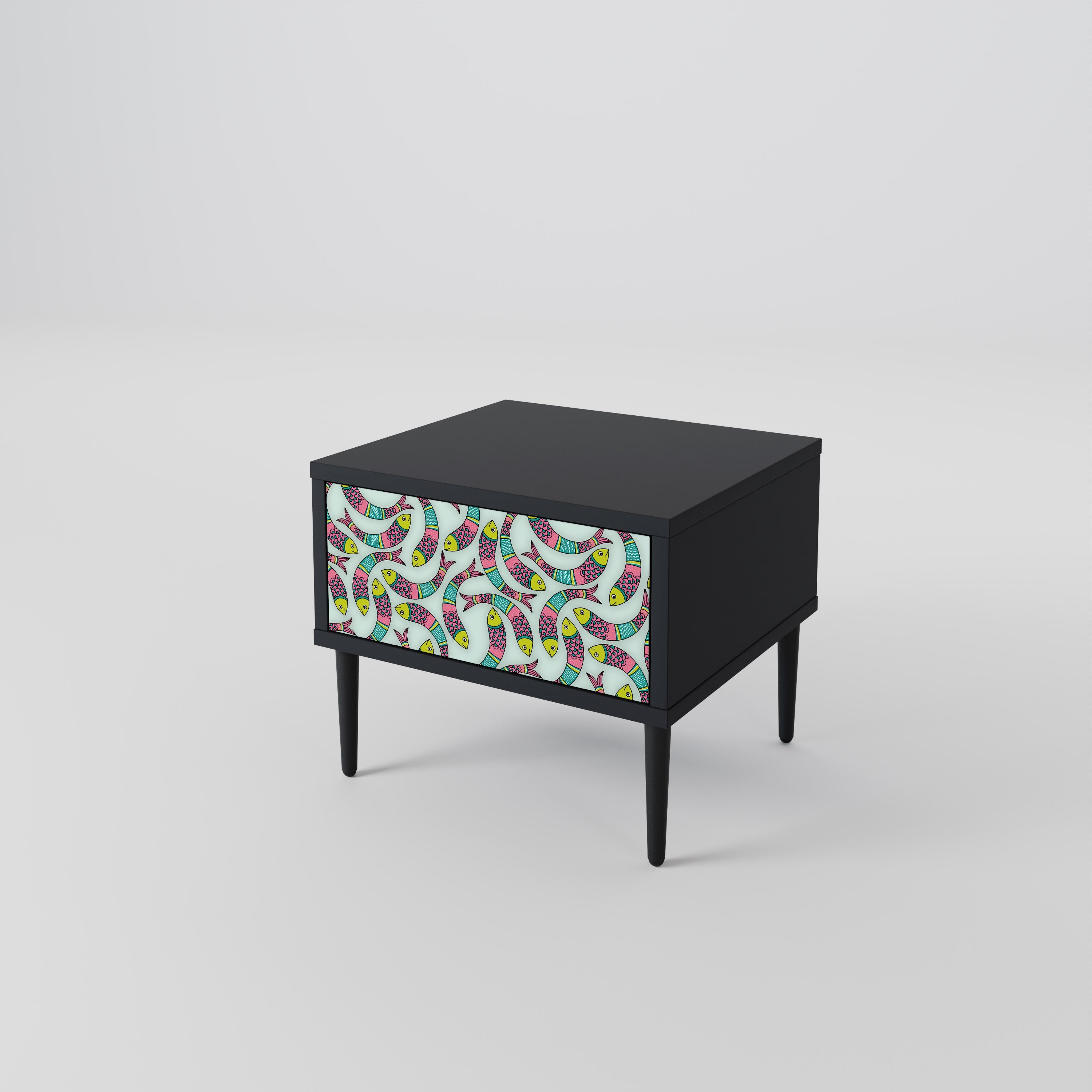 INDIAN FISH Nightstand in Black Finish