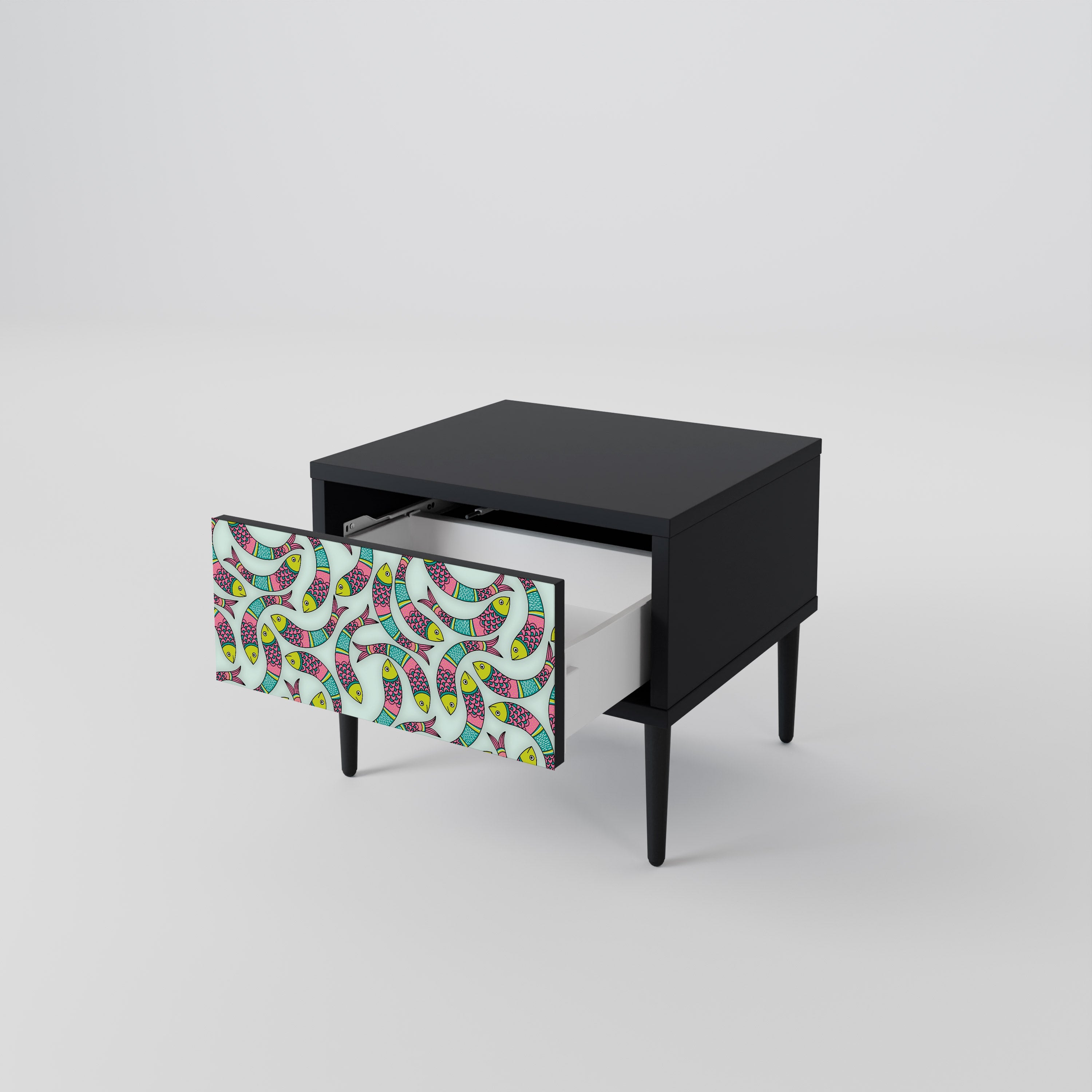 INDIAN FISH Nightstand in Black Finish