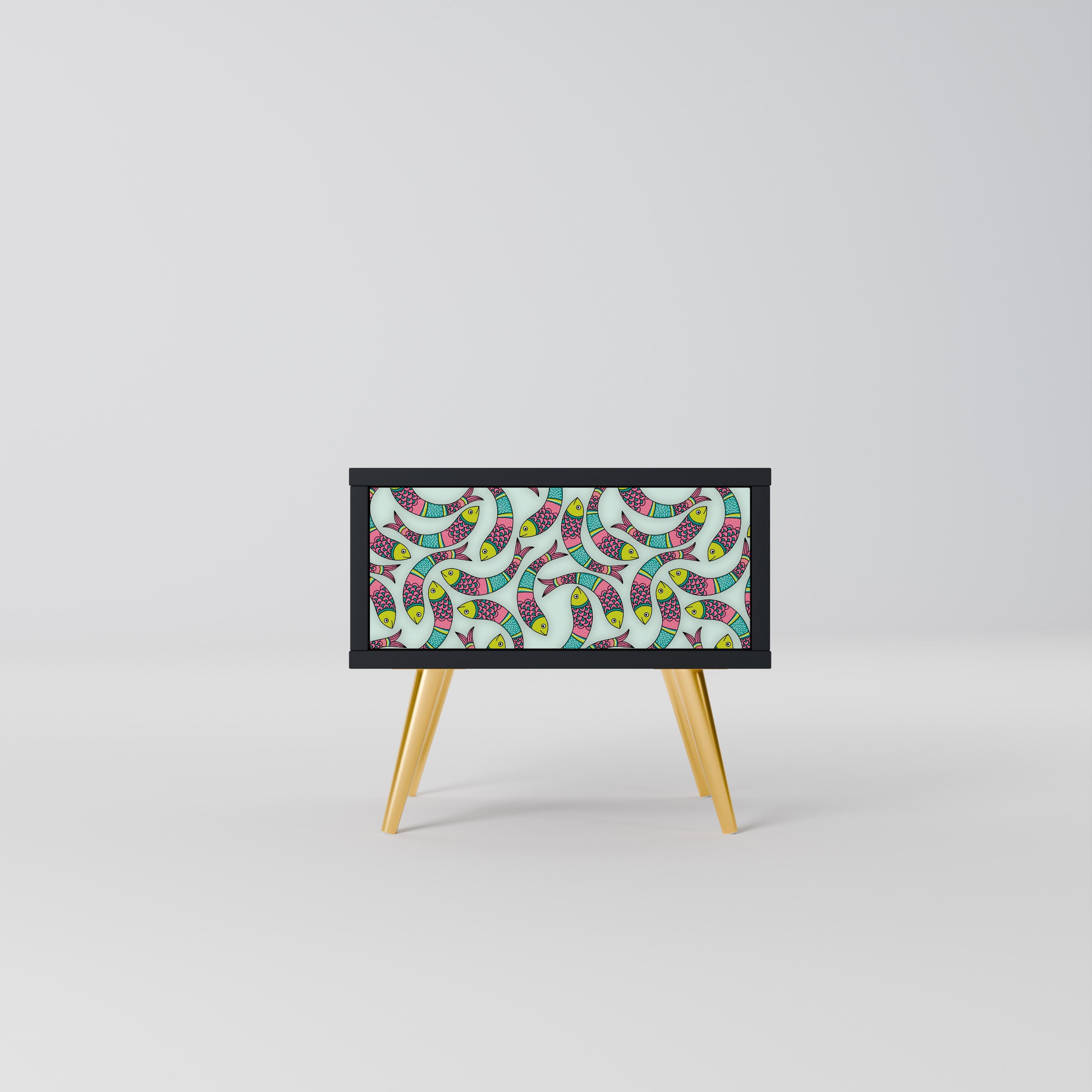 INDIAN FISH Mesa de Cabeceira em Acabamento Preto