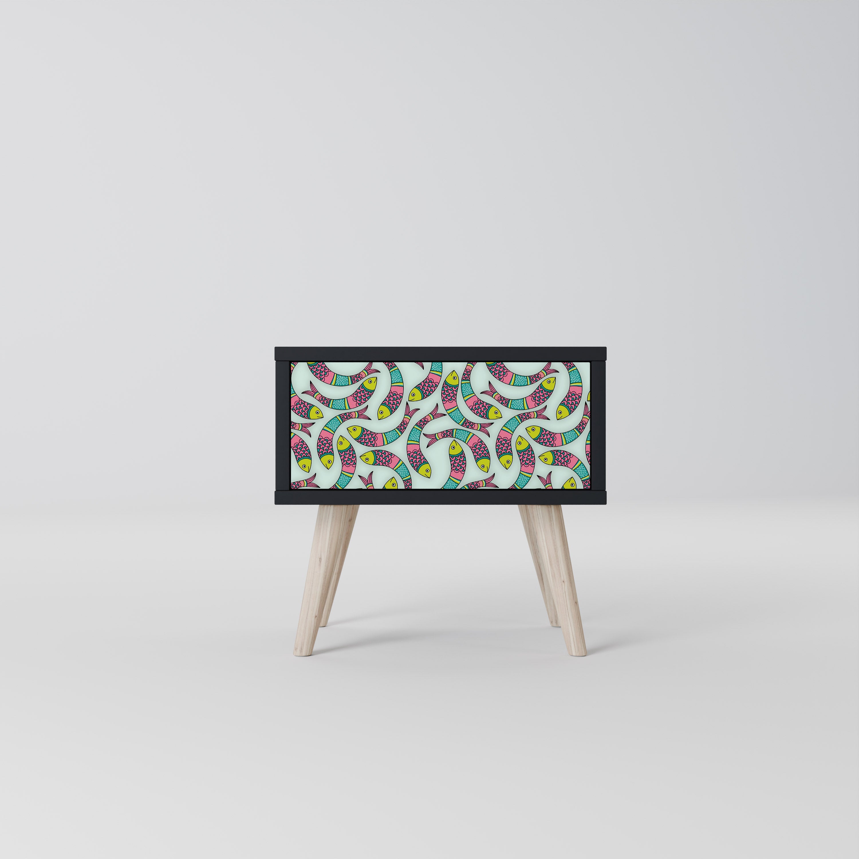 INDIAN FISH Mesa de Cabeceira em Acabamento Preto