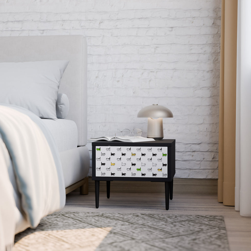 CATS COMPILATION Mesa de Cabeceira em Acabamento Preto