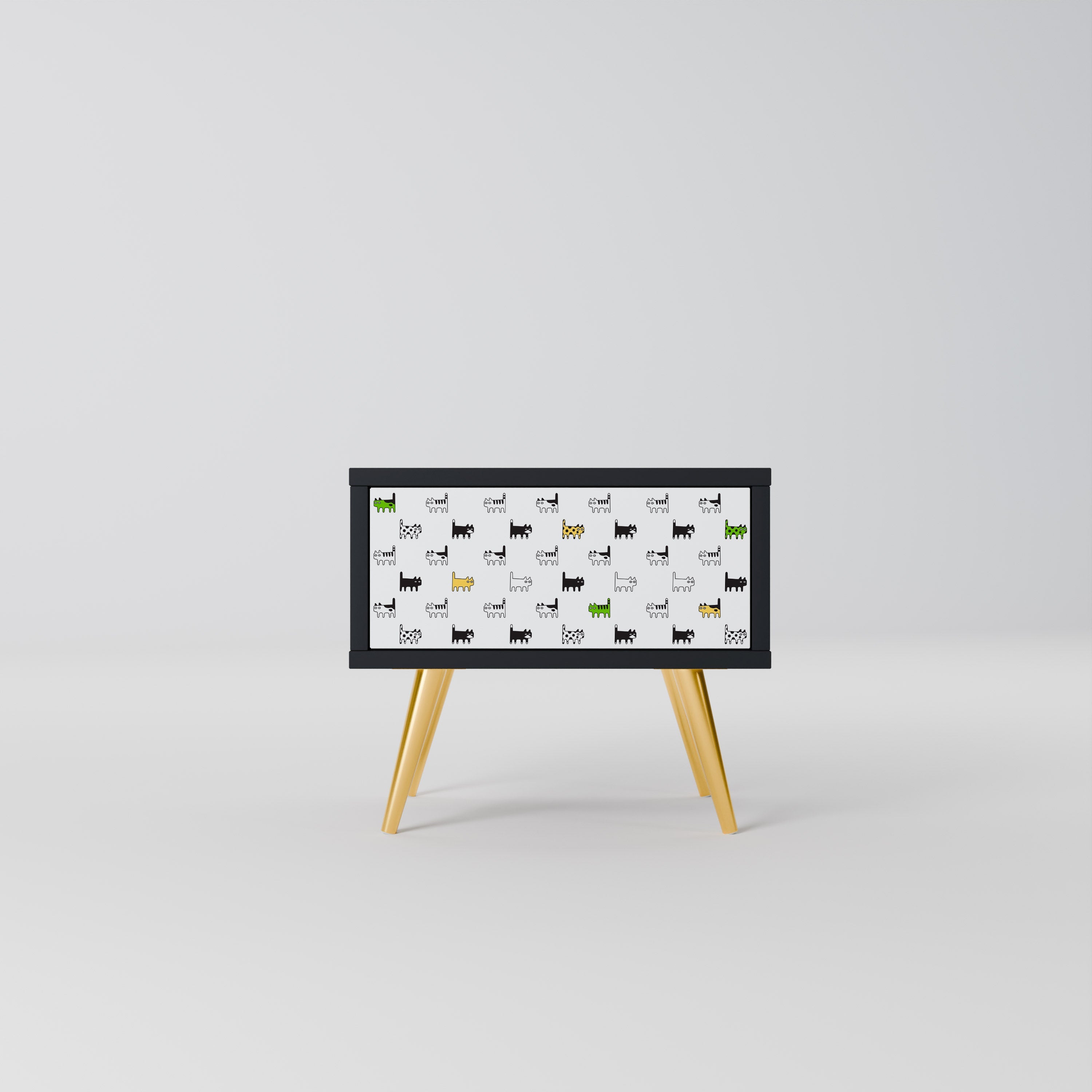 CATS COMPILATION Mesa de Cabeceira em Acabamento Preto