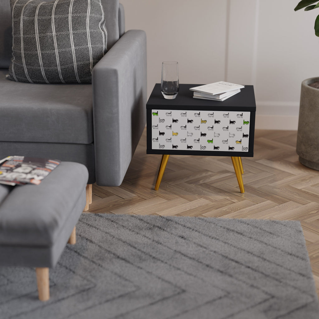 CATS COMPILATION Mesa de Cabeceira em Acabamento Preto