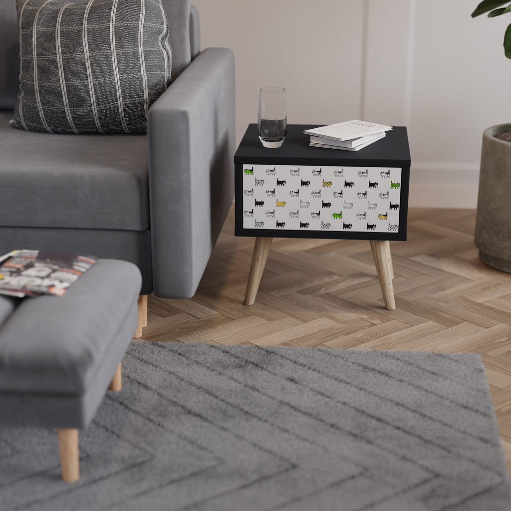 CATS COMPILATION Mesa de Cabeceira em Acabamento Preto