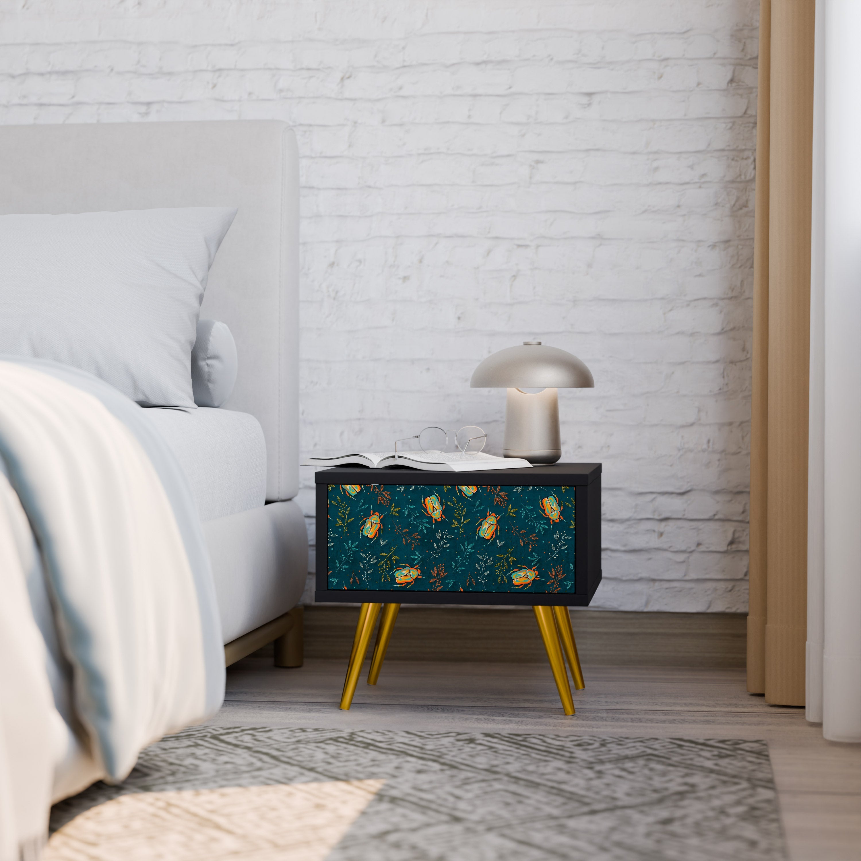 AUTUMN INSECTS Mesa de Cabeceira em Acabamento Preto