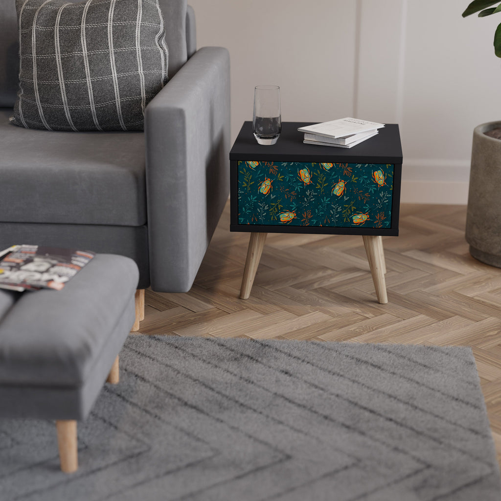 AUTUMN INSECTS Mesa de Cabeceira em Acabamento Preto