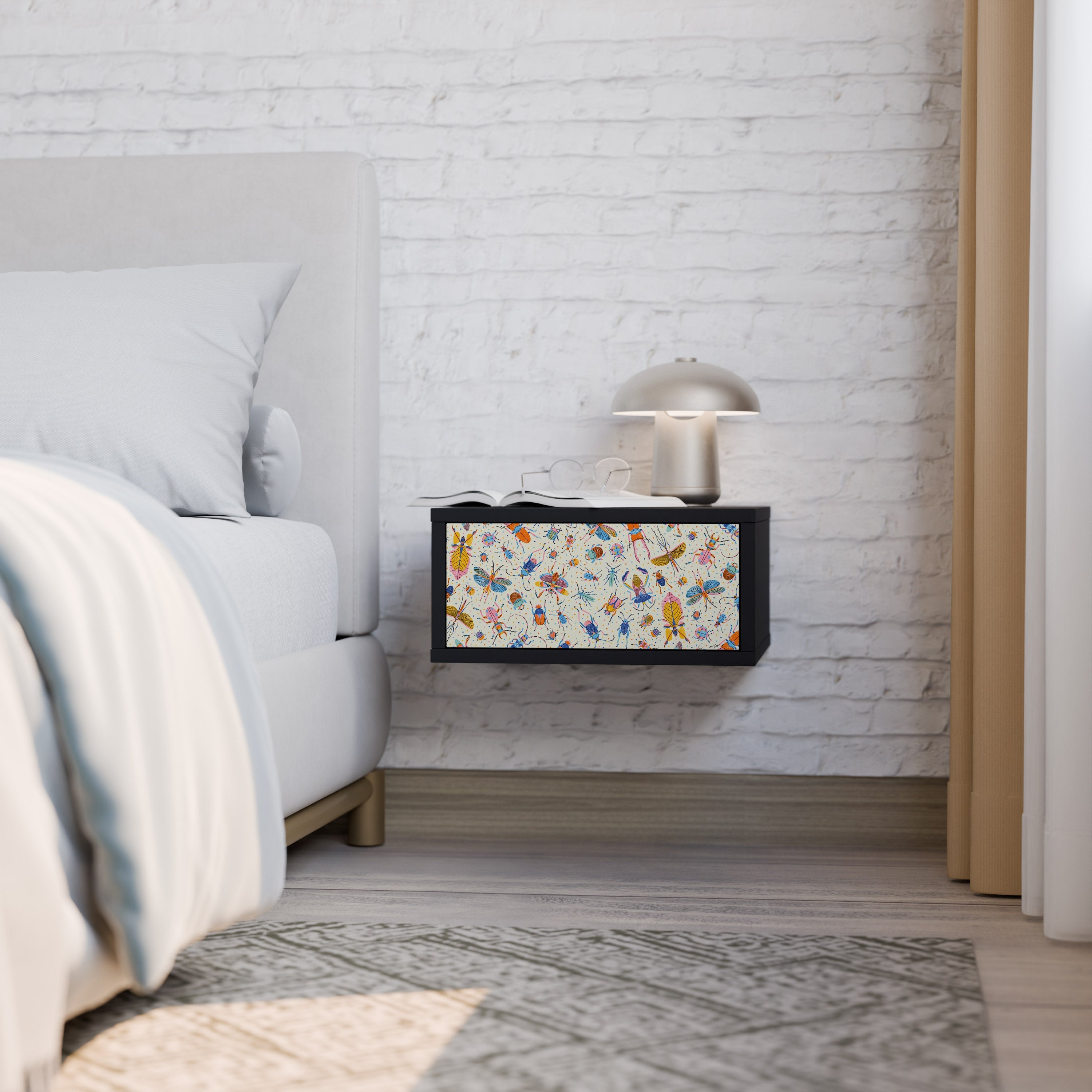 COLORFUL INSECTS Mesa de Cabeceira em Acabamento Preto