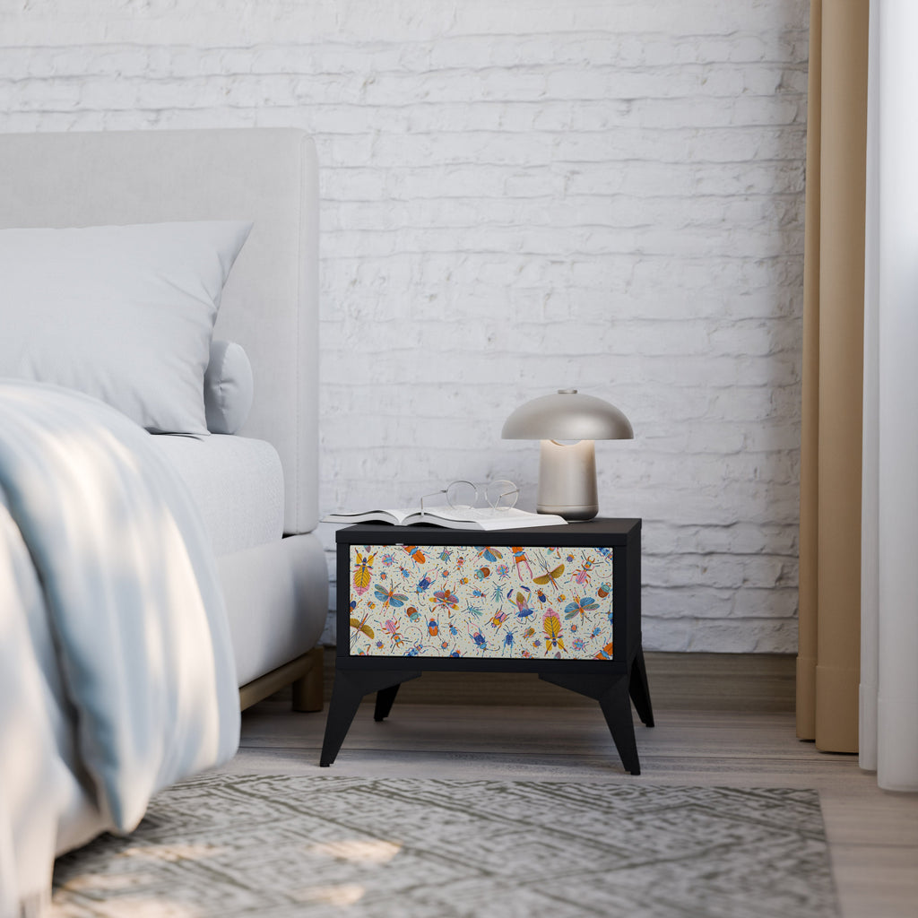 COLORFUL INSECTS Mesa de Cabeceira em Acabamento Preto