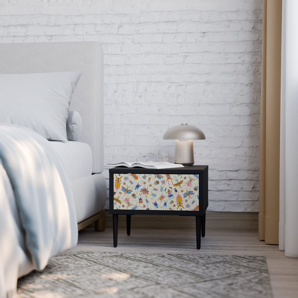 COLORFUL INSECTS Mesa de Cabeceira em Acabamento Preto