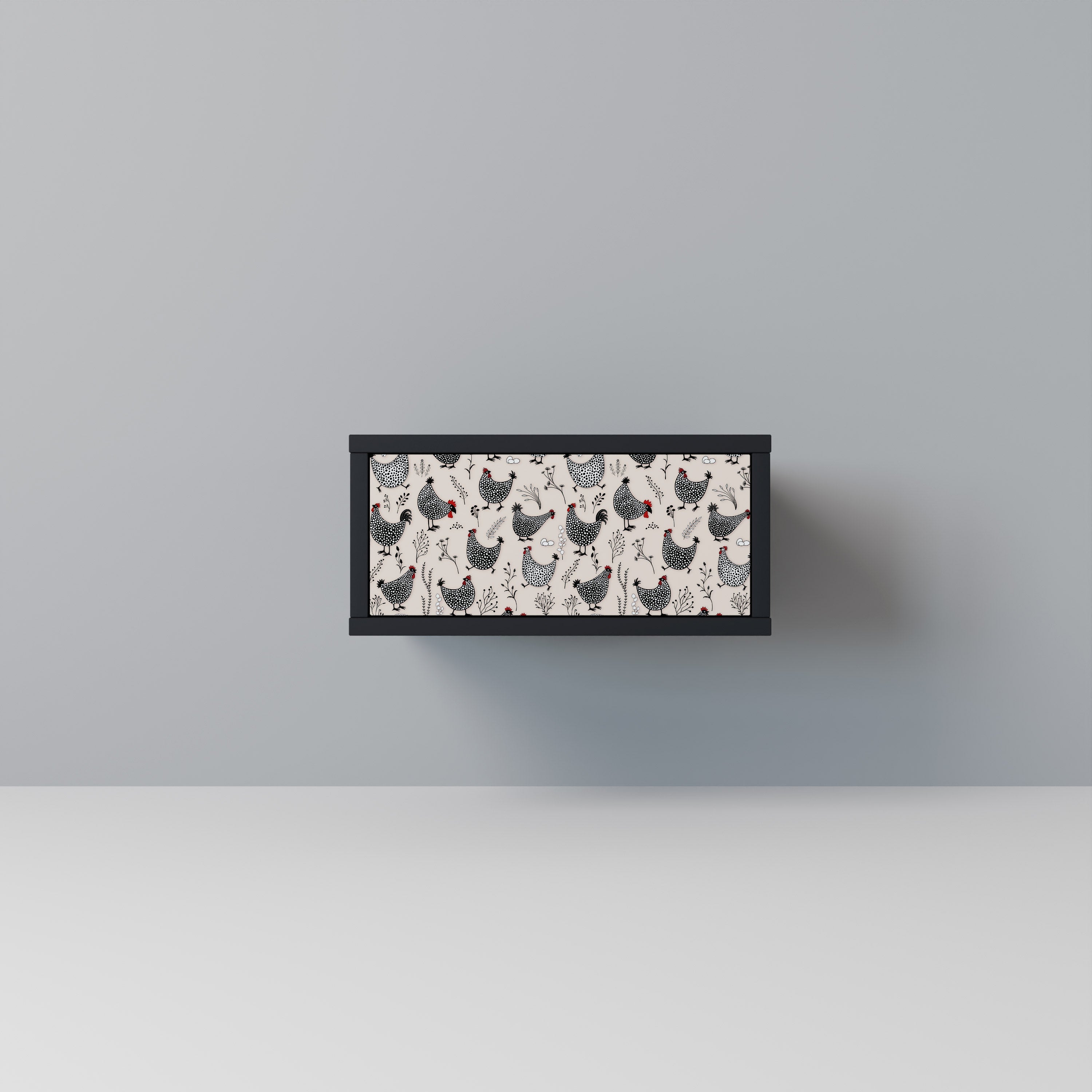 HAPPY HENS Mesa de Cabeceira em Acabamento Preto