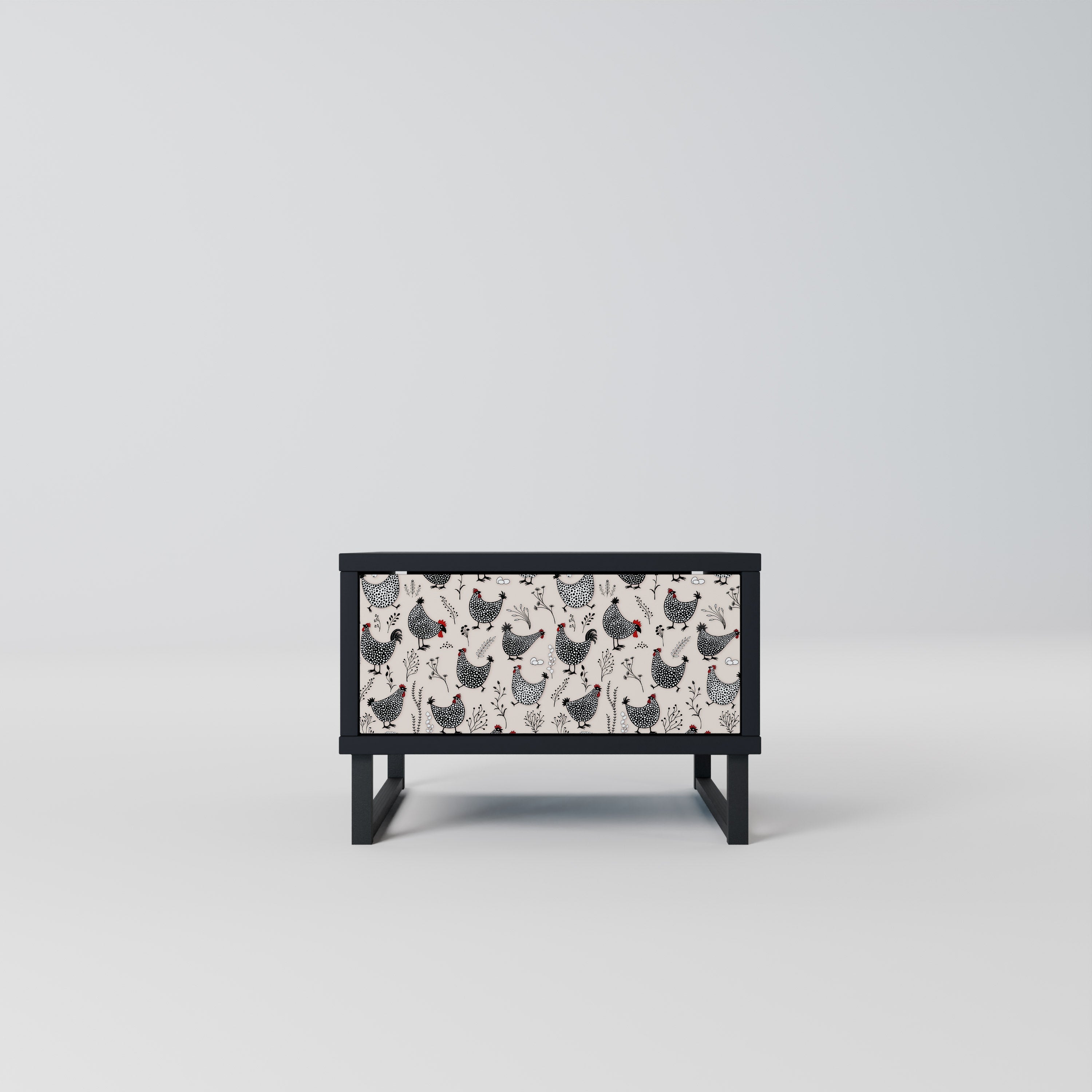 HAPPY HENS Mesa de Cabeceira em Acabamento Preto