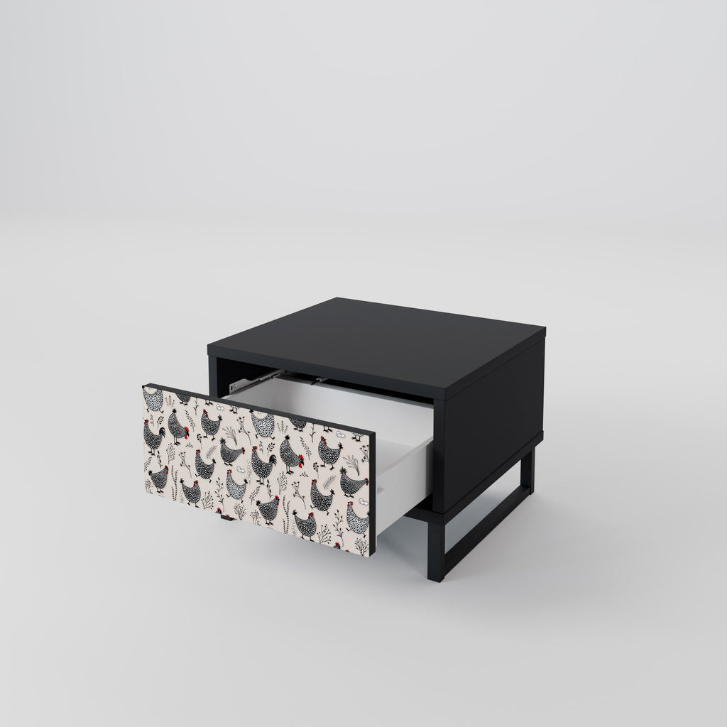 HAPPY HENS Nightstand in Black Finish