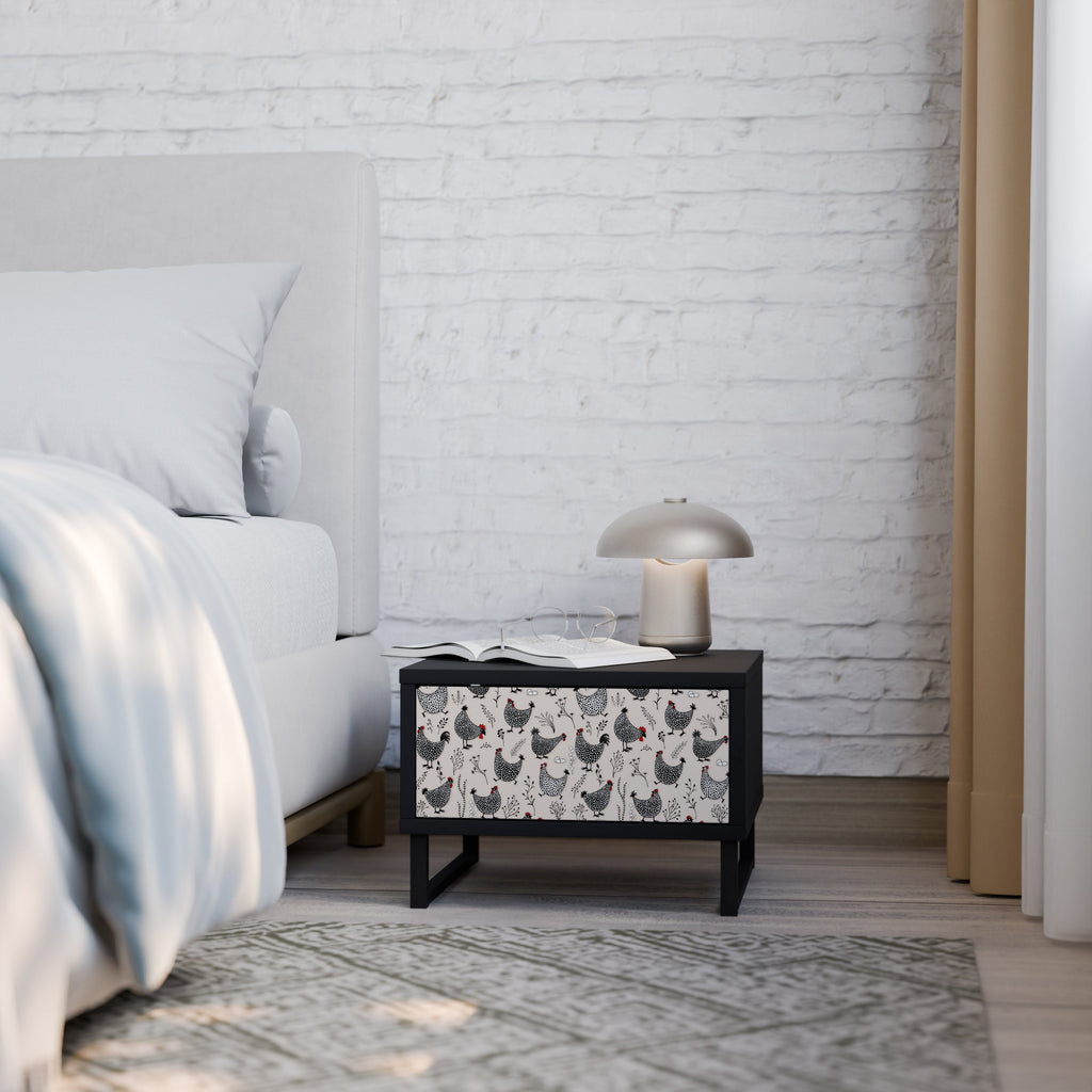 HAPPY HENS Nightstand in Black Finish