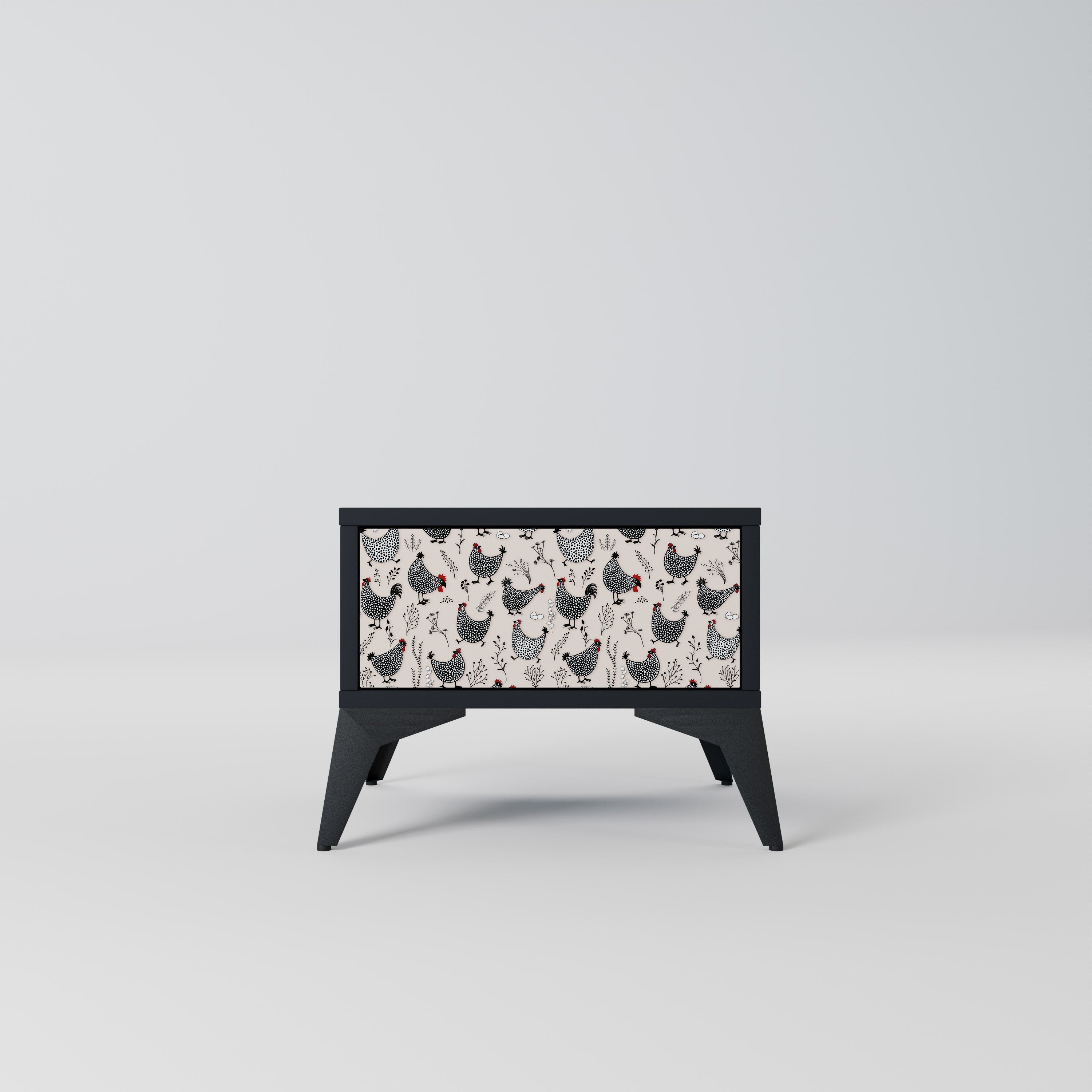 HAPPY HENS Mesa de Cabeceira em Acabamento Preto