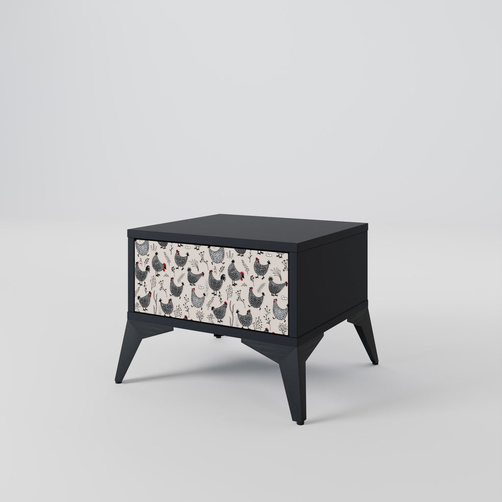 HAPPY HENS Nightstand in Black Finish