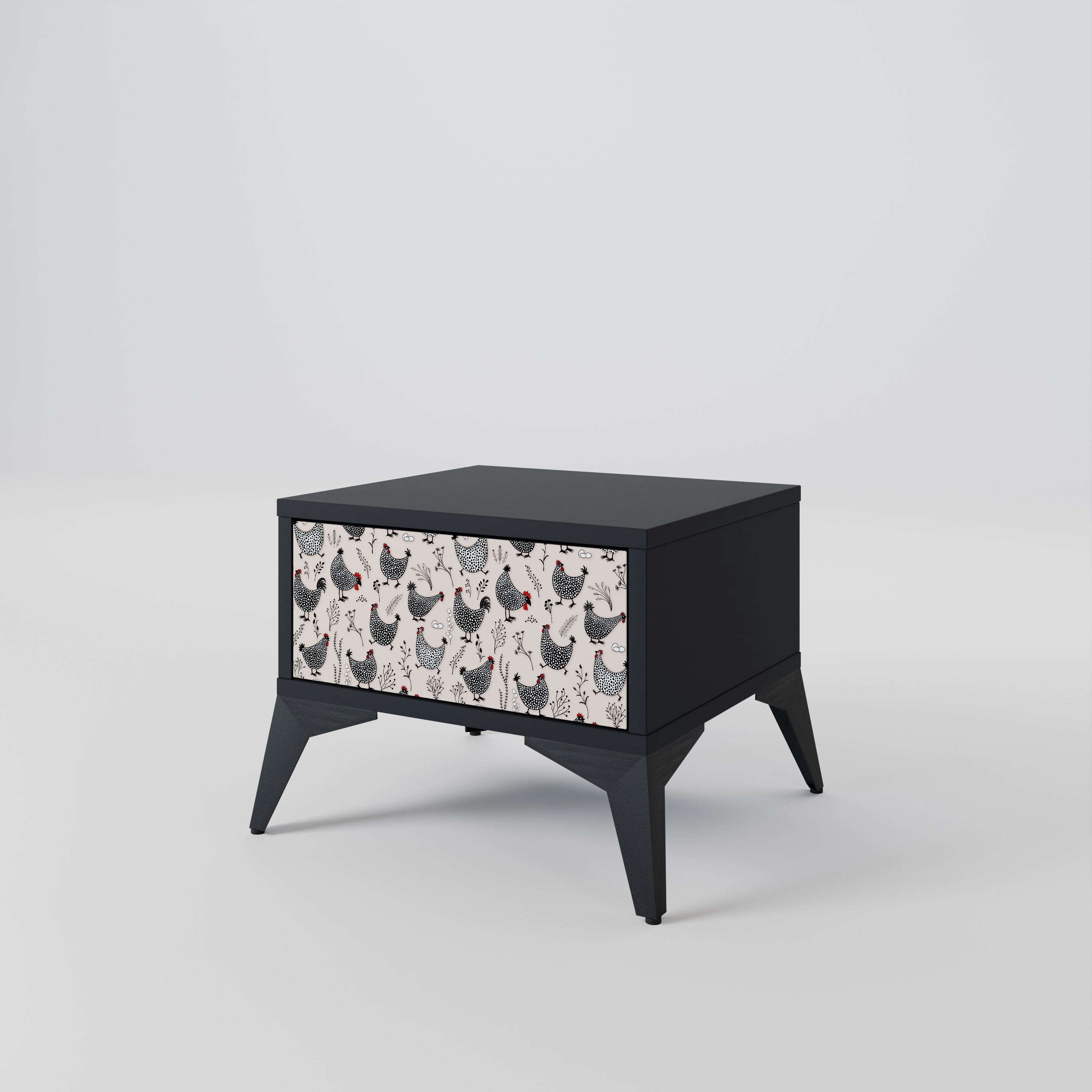 HAPPY HENS Nightstand in Black Finish