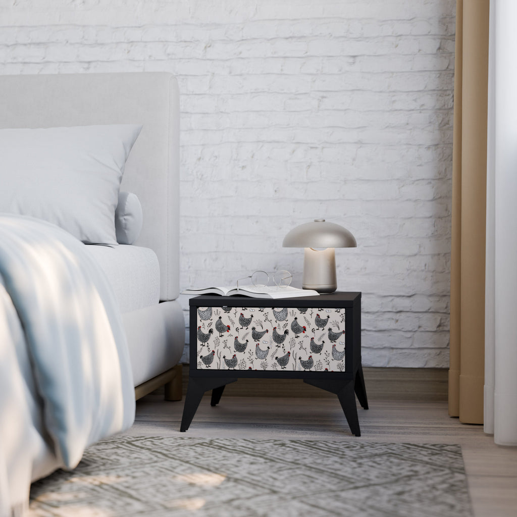 HAPPY HENS Nightstand in Black Finish