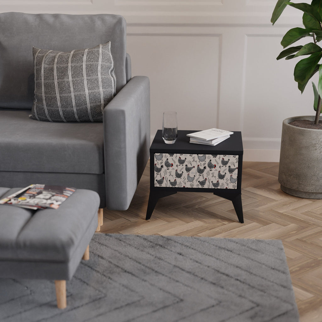 HAPPY HENS Nightstand in Black Finish