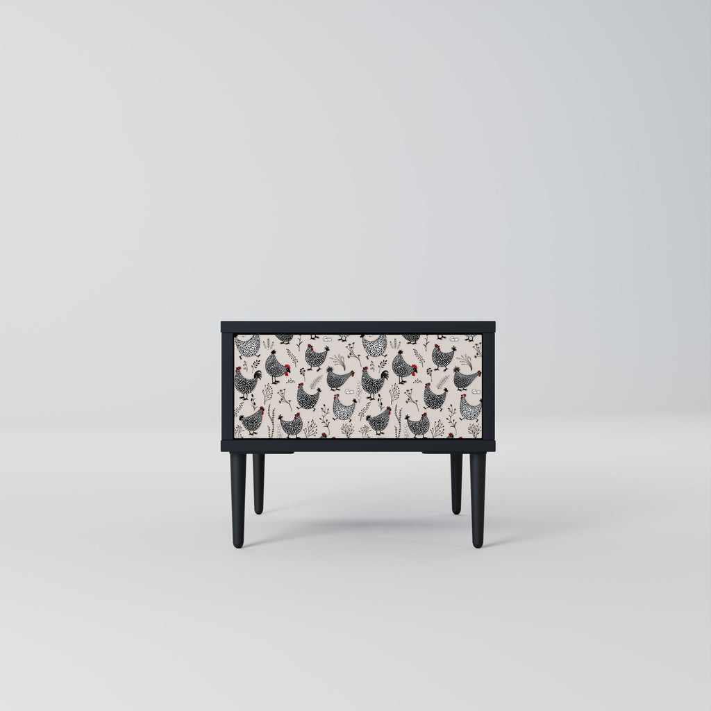 HAPPY HENS Nightstand in Black Finish