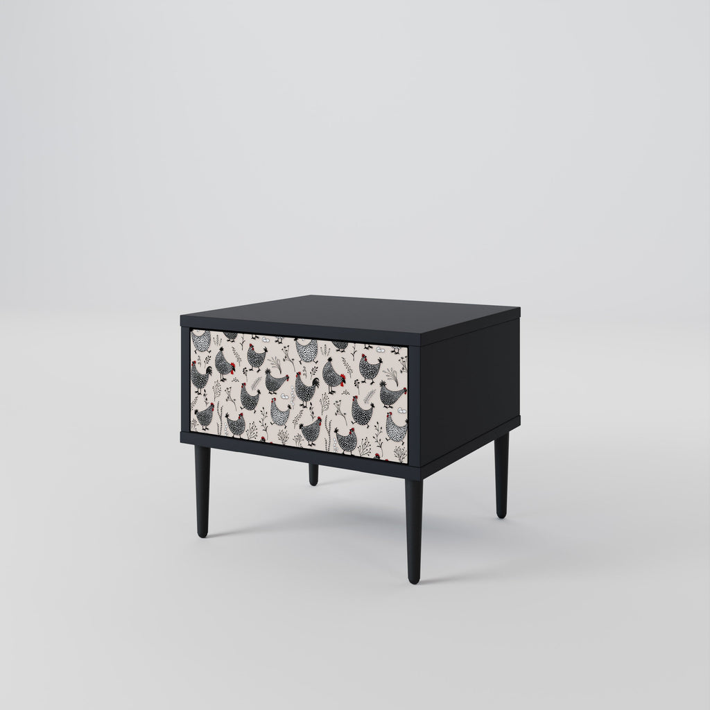 HAPPY HENS Nightstand in Black Finish