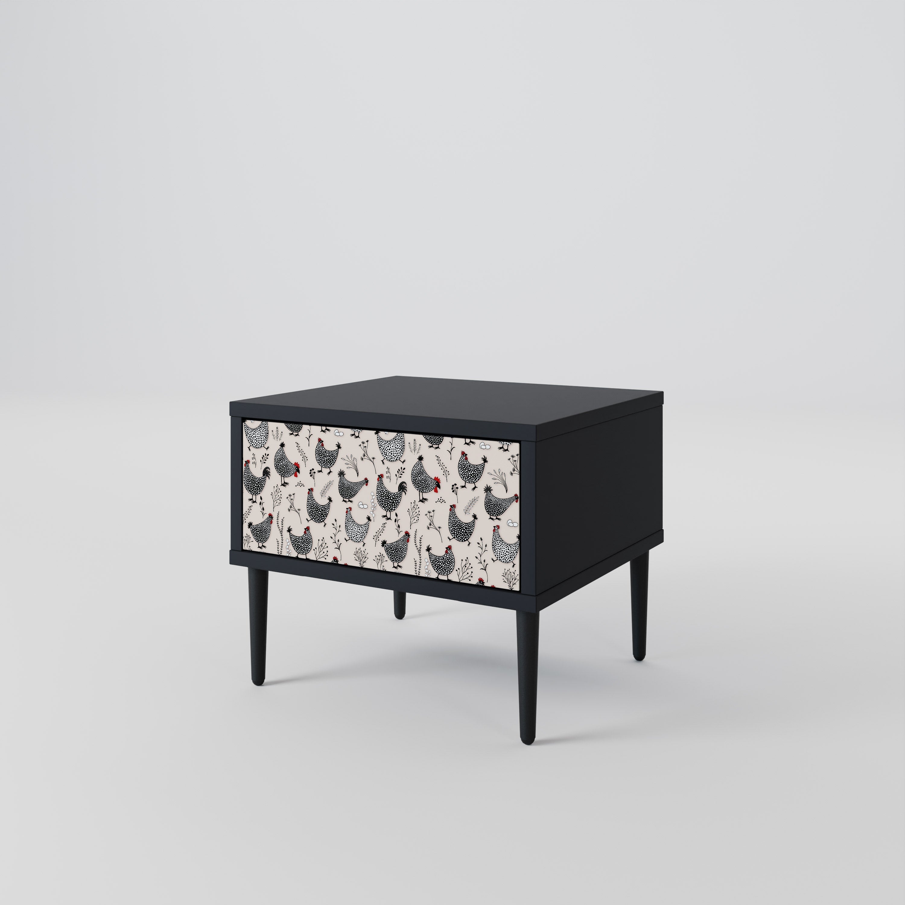 HAPPY HENS Nightstand in Black Finish