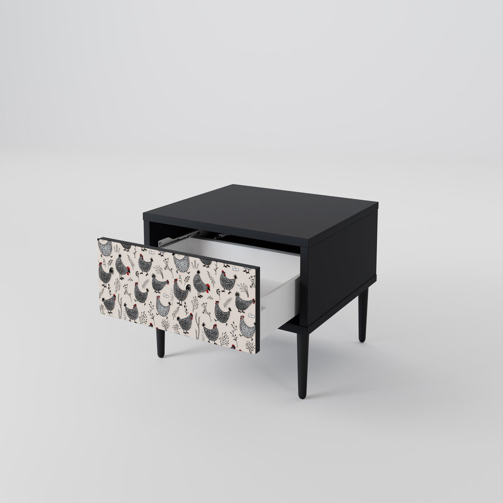 HAPPY HENS Nightstand in Black Finish