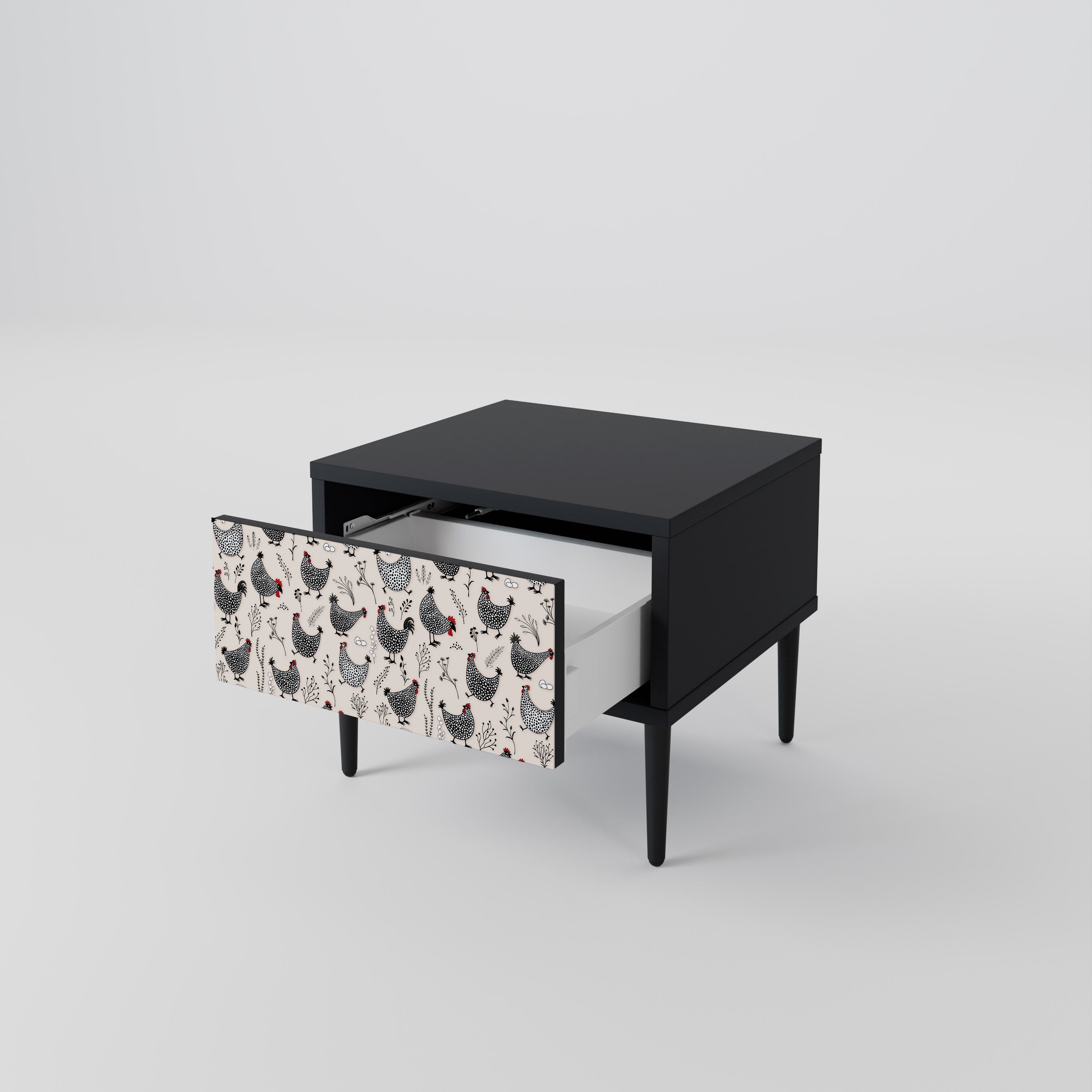 HAPPY HENS Nightstand in Black Finish