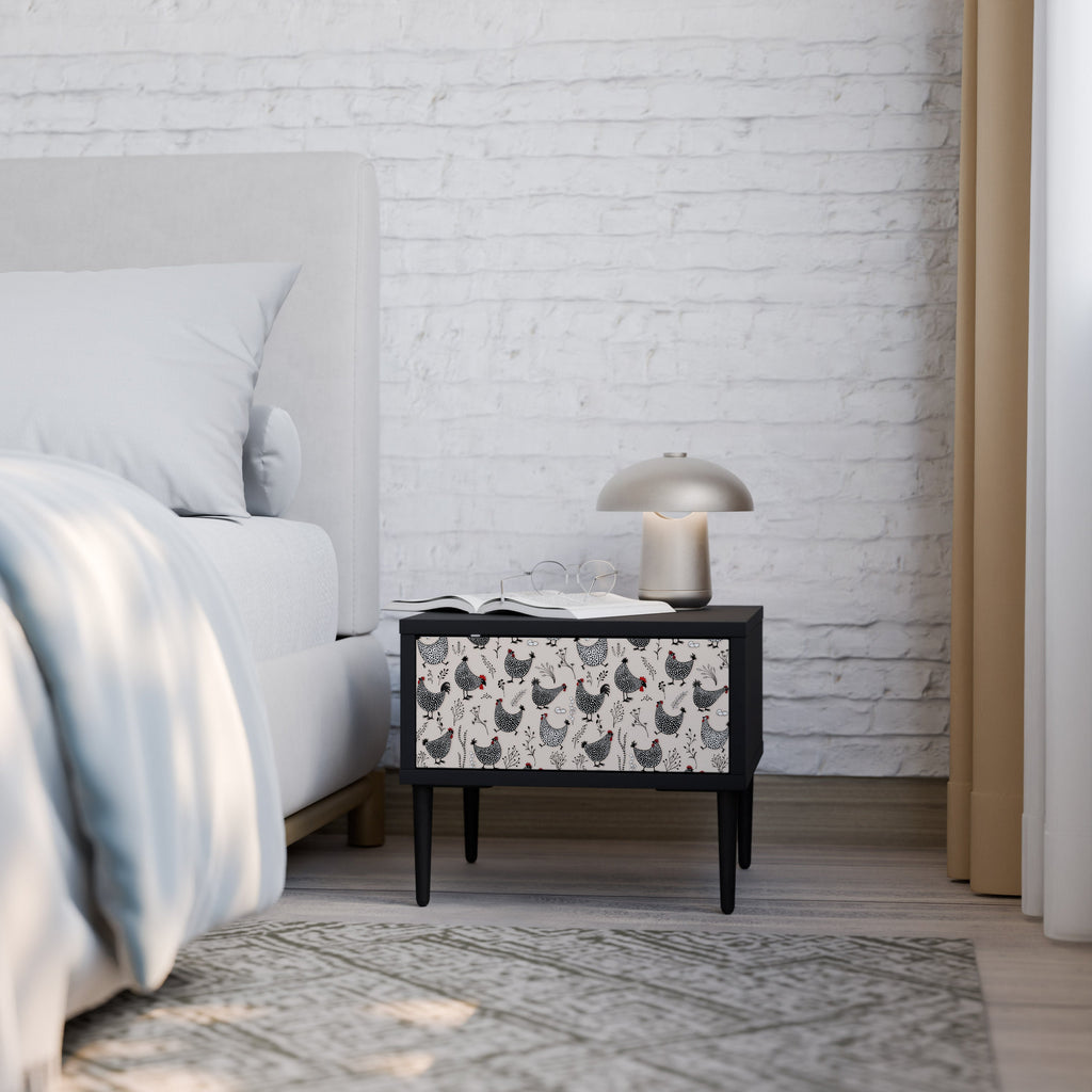 HAPPY HENS Nightstand in Black Finish