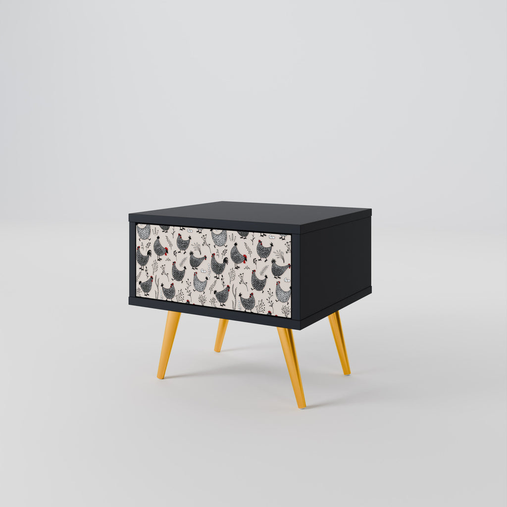 HAPPY HENS Nightstand in Black Finish