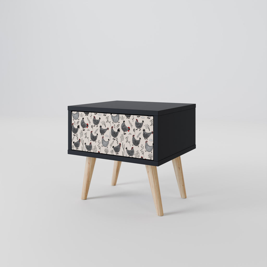 HAPPY HENS Nightstand in Black Finish