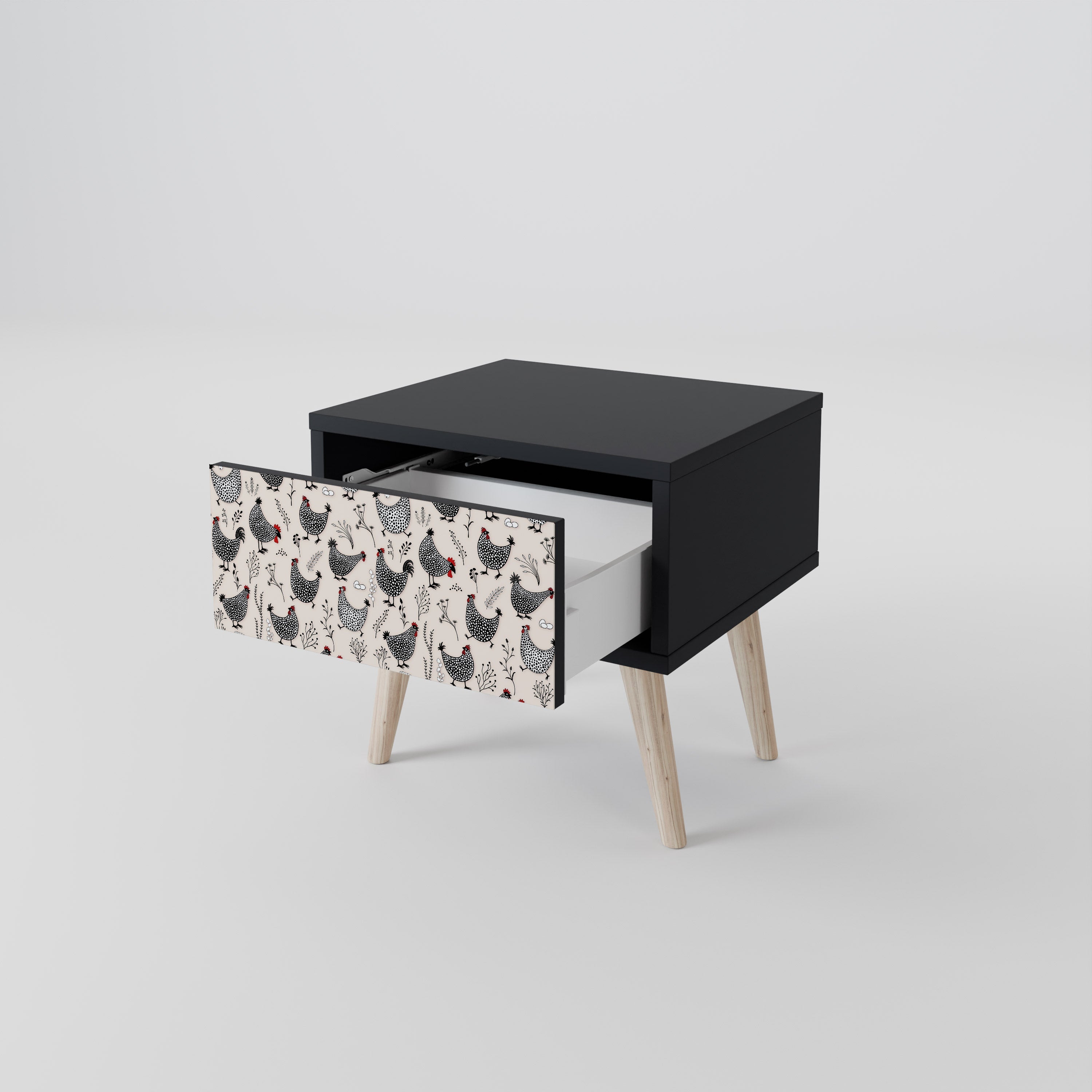 HAPPY HENS Nightstand in Black Finish