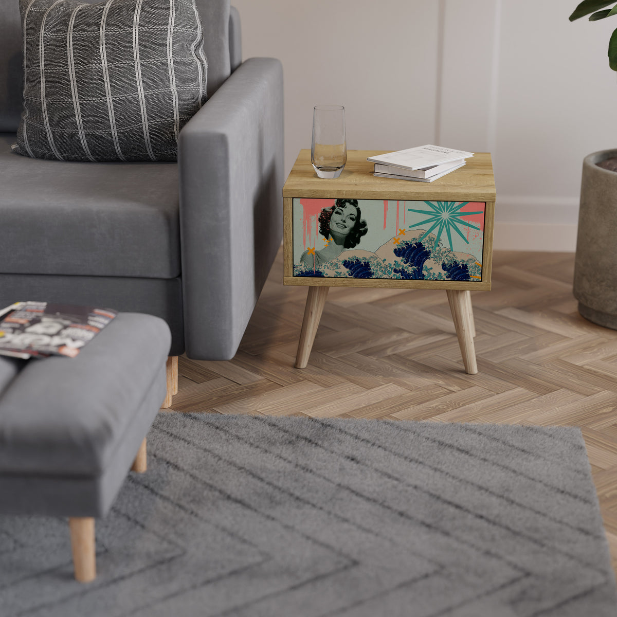 KANAGAWA BEAUTY Mesa de Cabeceira com Gaveta