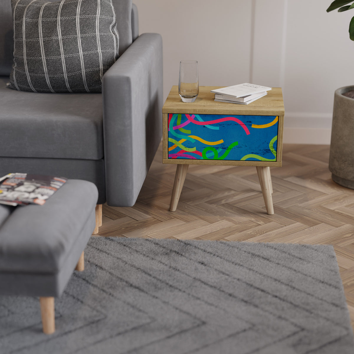 STREAMER TANGLE Mesa de Cabeceira com Gaveta