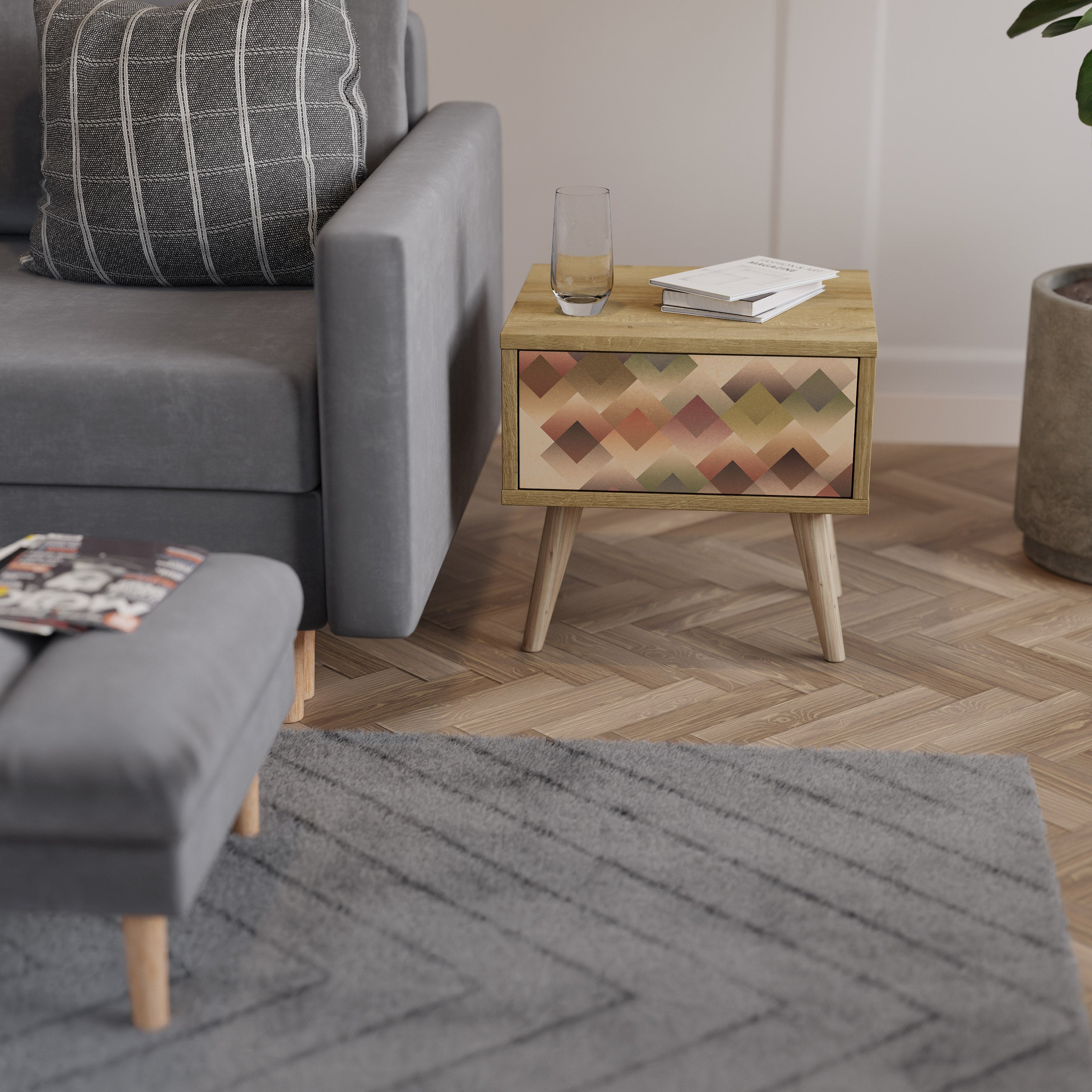 GEOMETRIC FUSION Mesa de Cabeceira com Gaveta