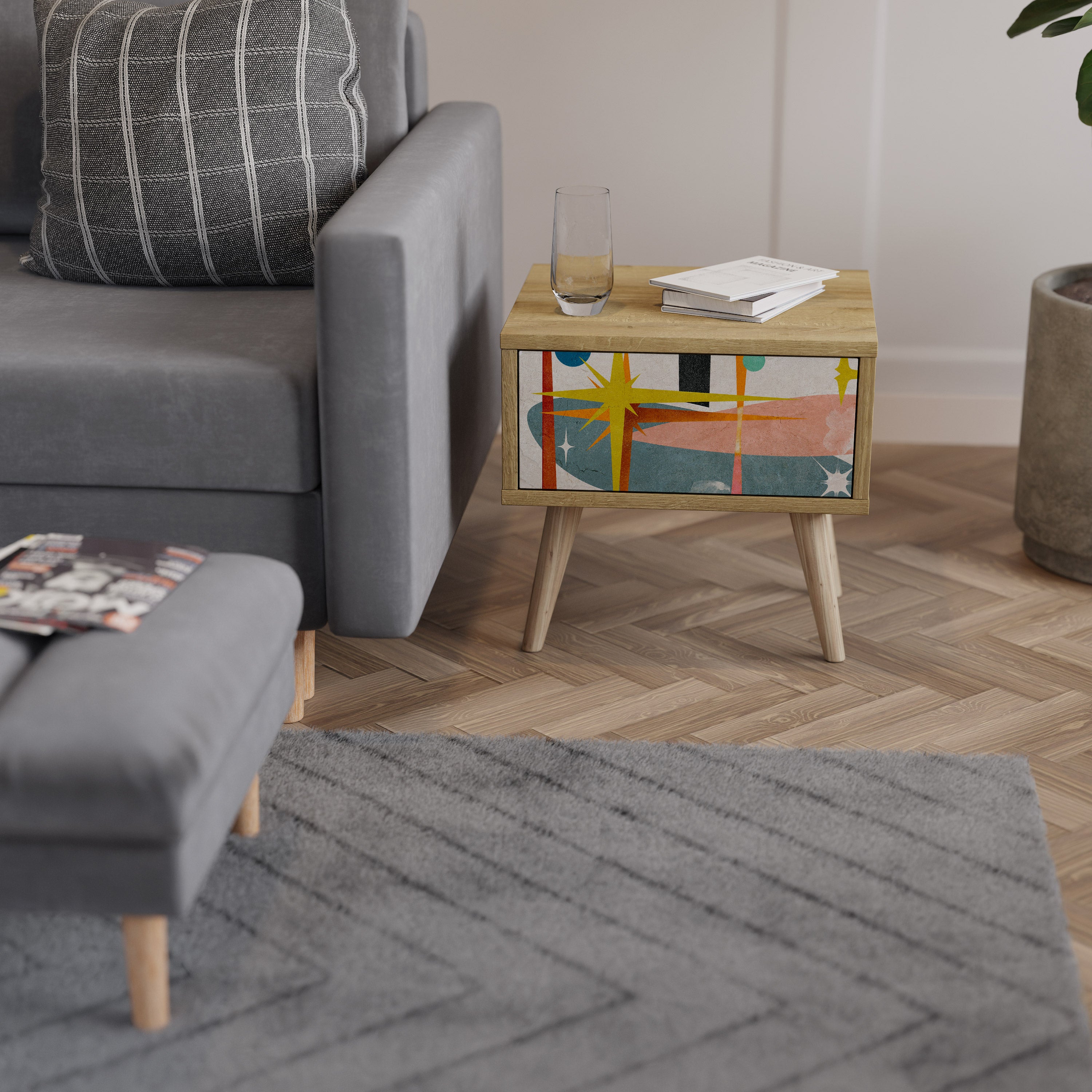 INTERSTELLAR VIBES Mesa de Cabeceira com Gaveta