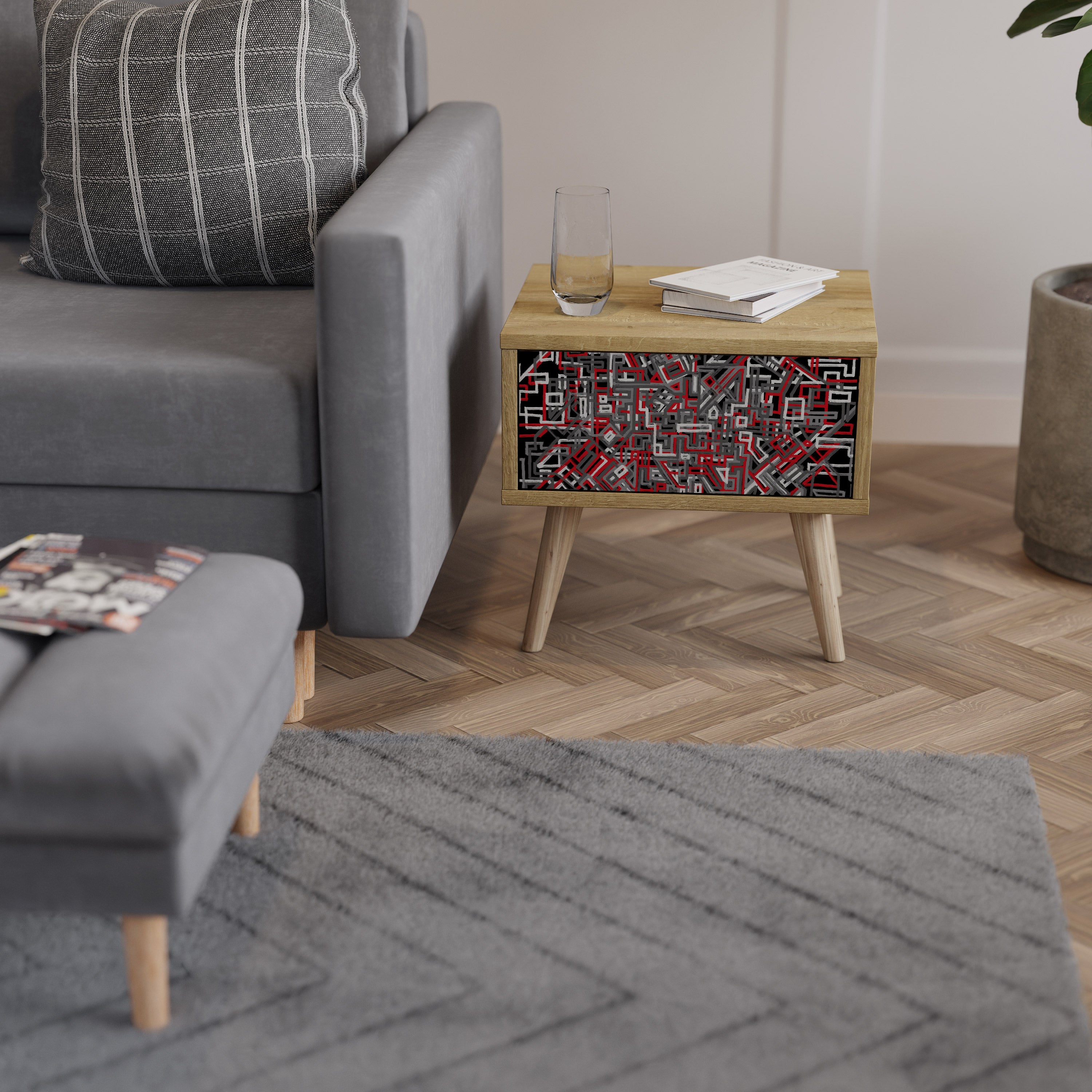 BROKEN LINES Mesa de Cabeceira com Gaveta