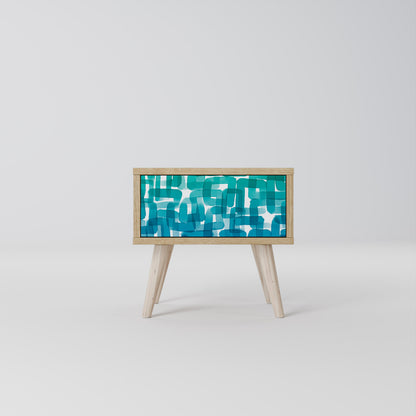 TURQUOISE RECTANGLES Mesa de Cabeceira com Gaveta