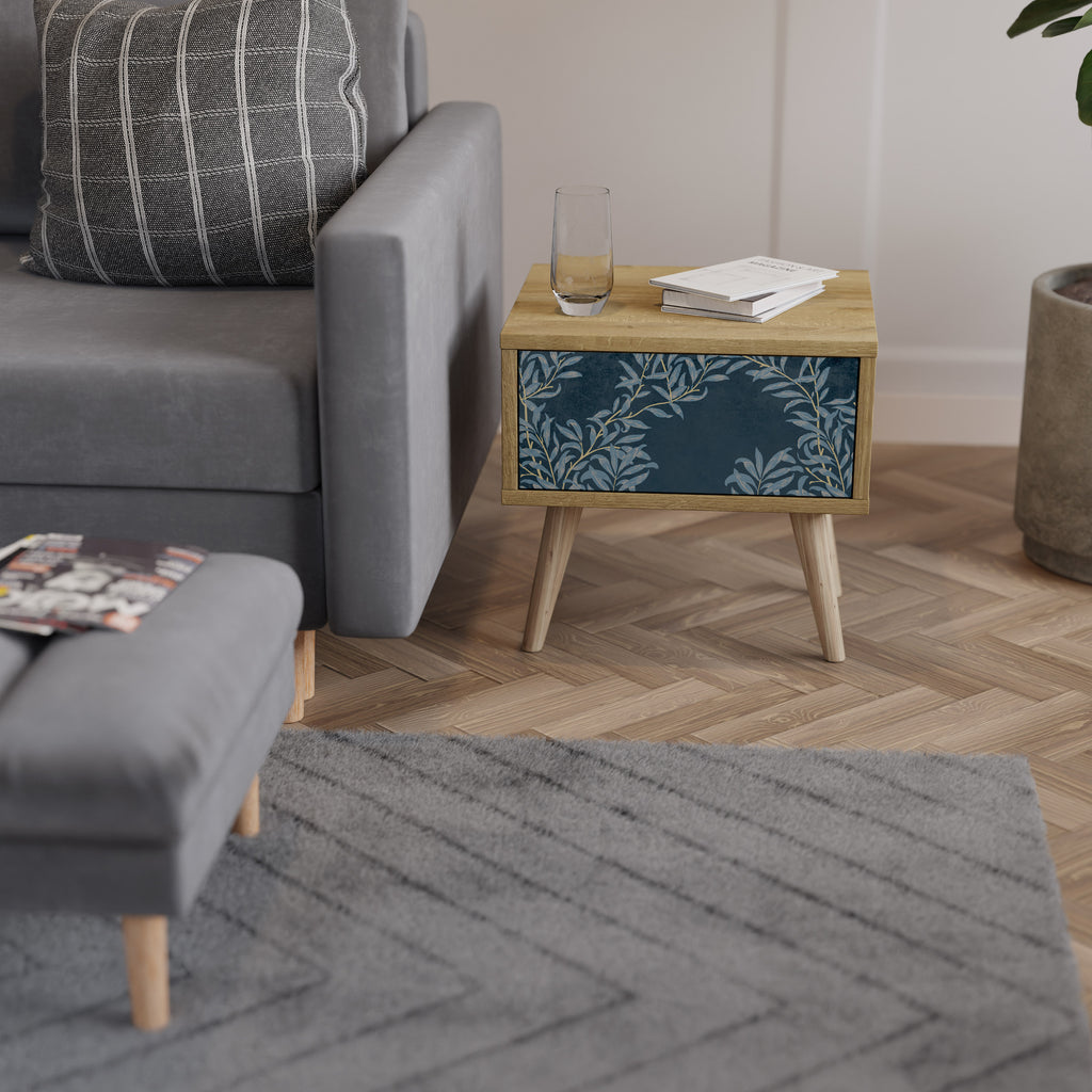 BLUE LEAVES Mesa de Cabeceira com Gaveta