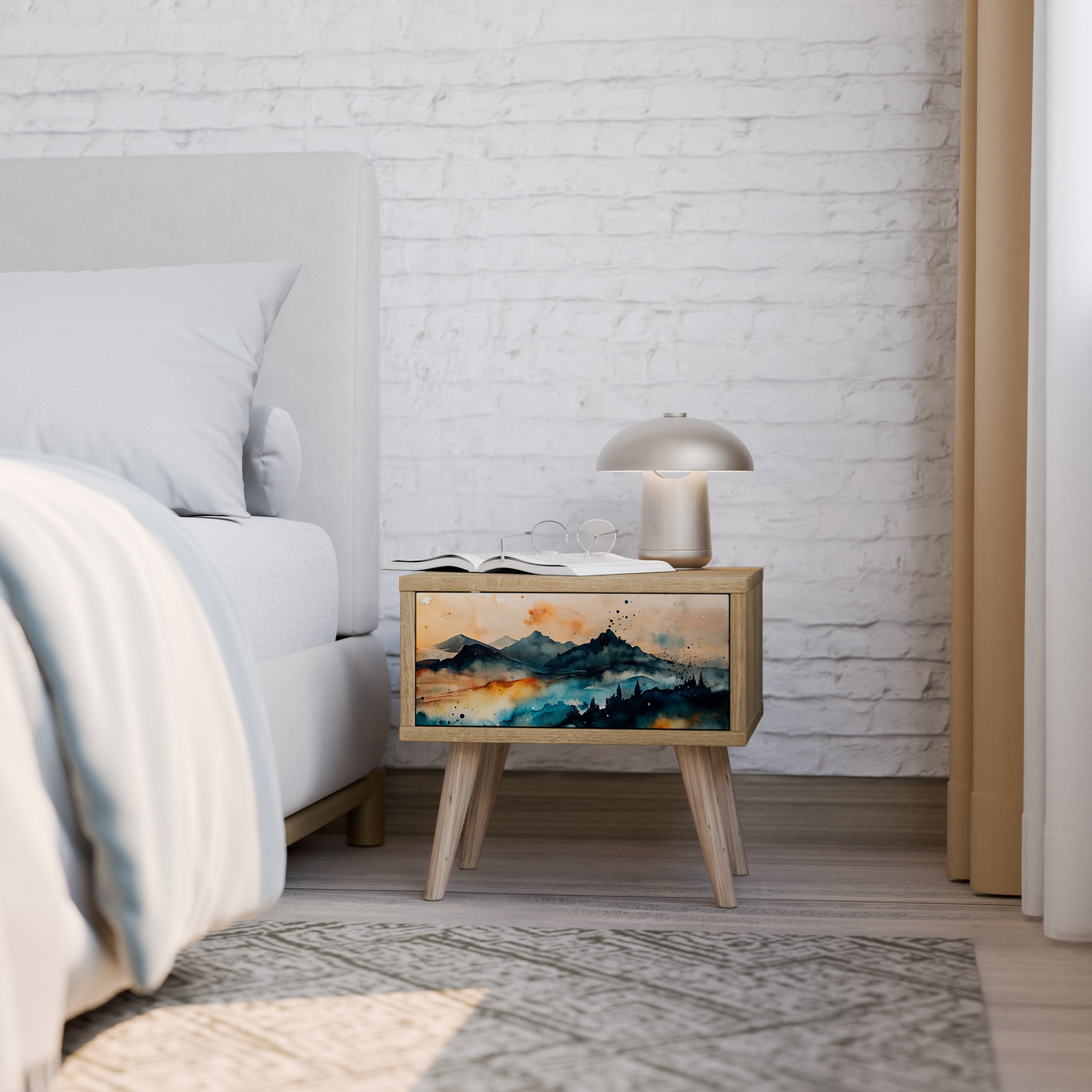 OMINOUS MOUNTAINS Mesa de Cabeceira com Gaveta