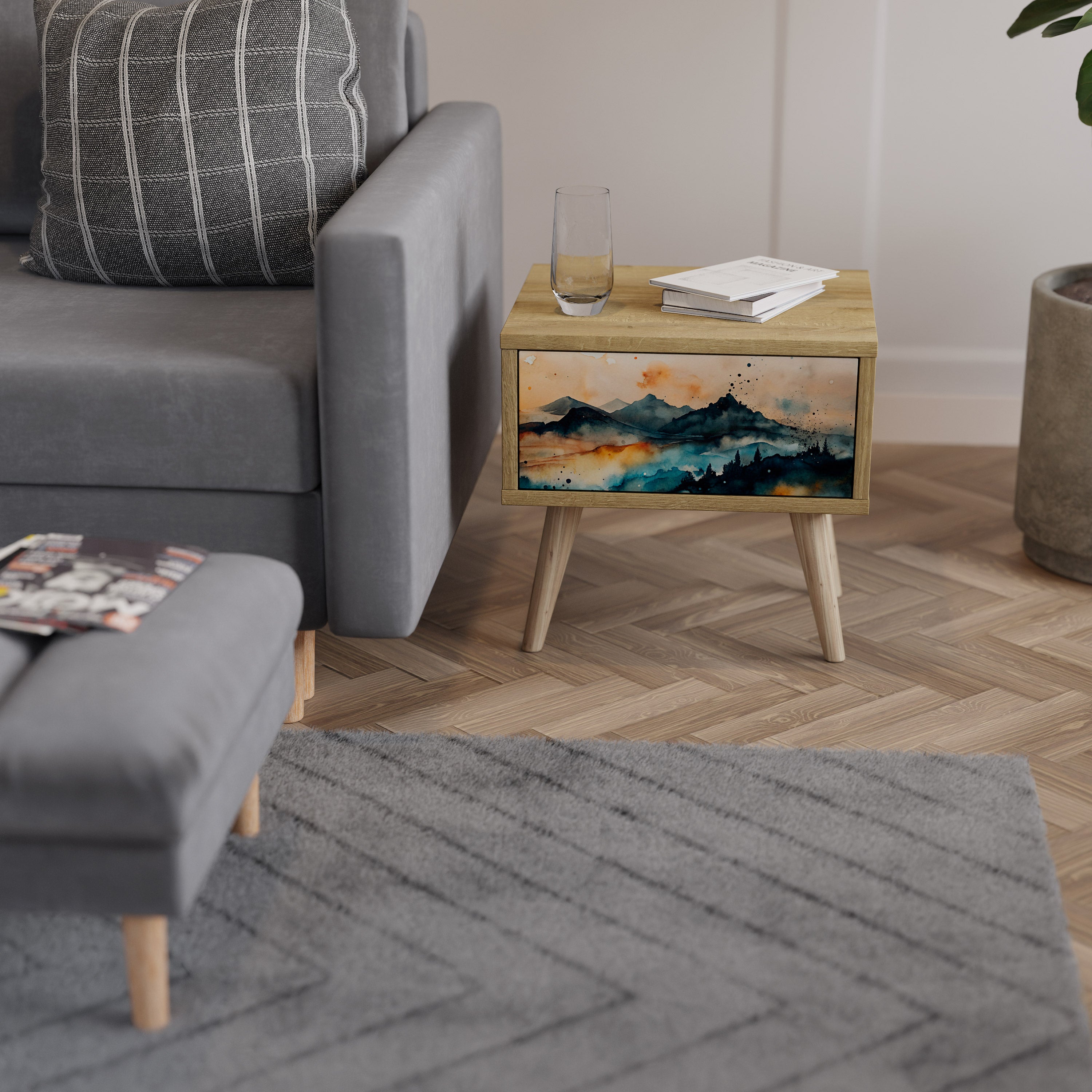 OMINOUS MOUNTAINS Mesa de Cabeceira com Gaveta