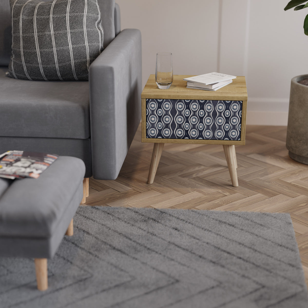 GRAPHITE EYES Mesa de Cabeceira com Gaveta