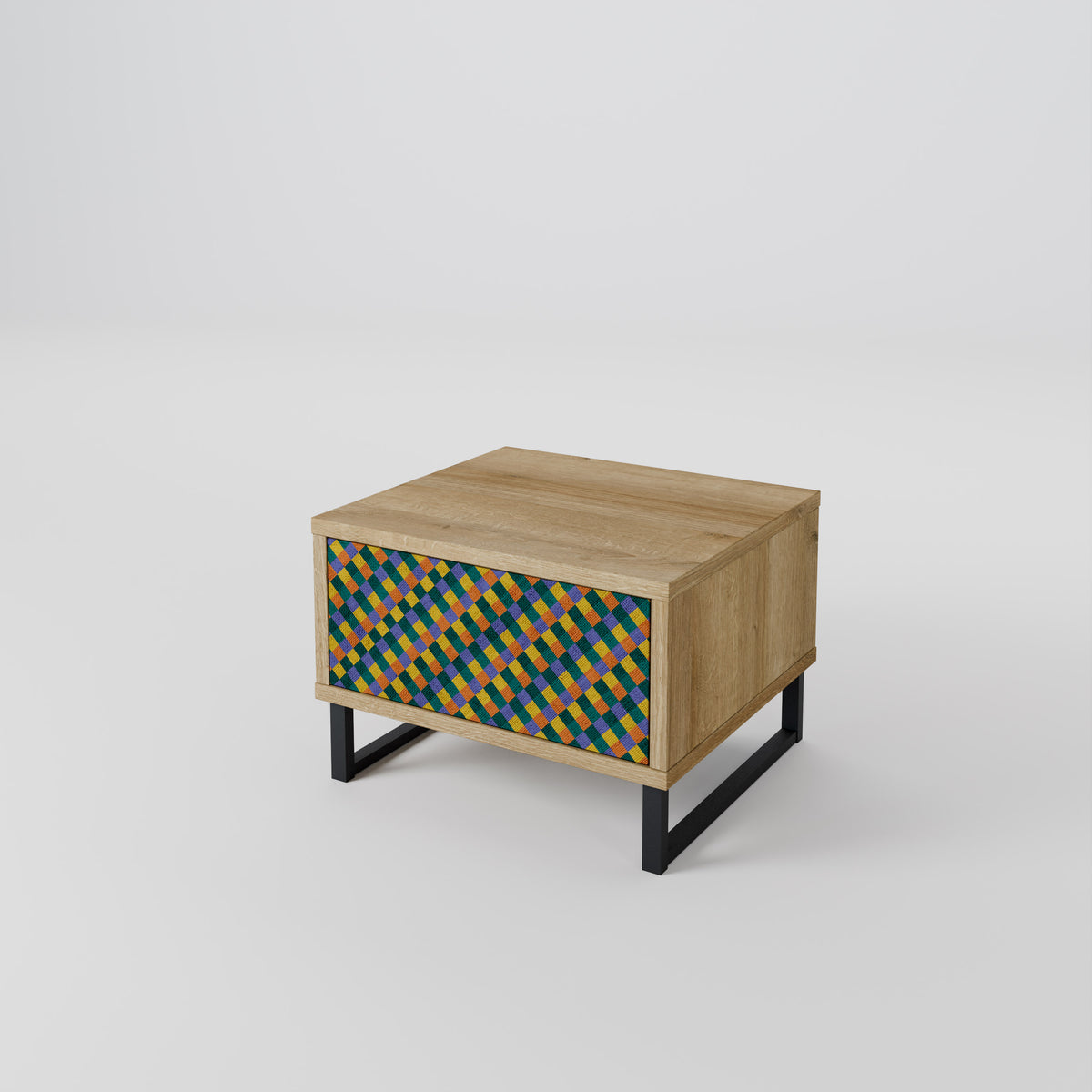 PAINTED SQUARES MIX Mesa de Cabeceira com Gaveta