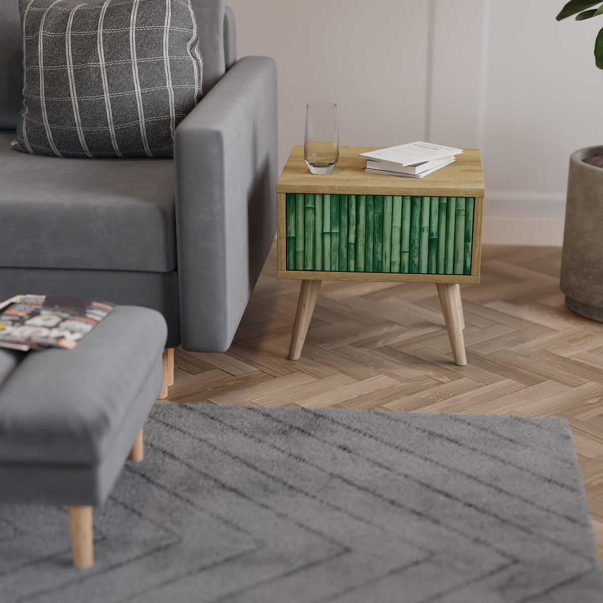 NATURAL GREEN Mesa de Cabeceira com Gaveta