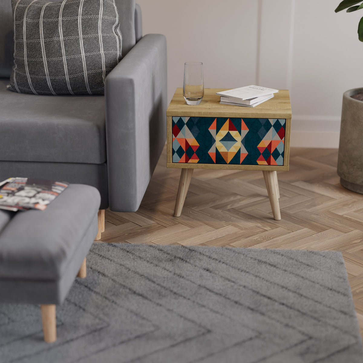 CRACKED ILLUSION Mesa de Cabeceira com Gaveta